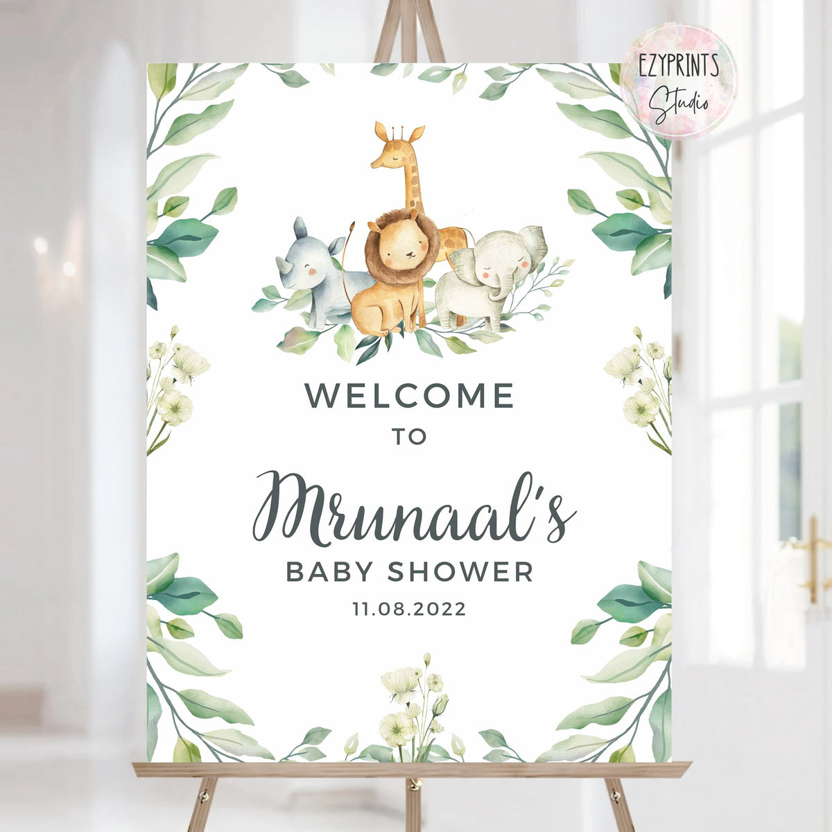 Baby Shower Board Jungle Animals Ezyprints Studio