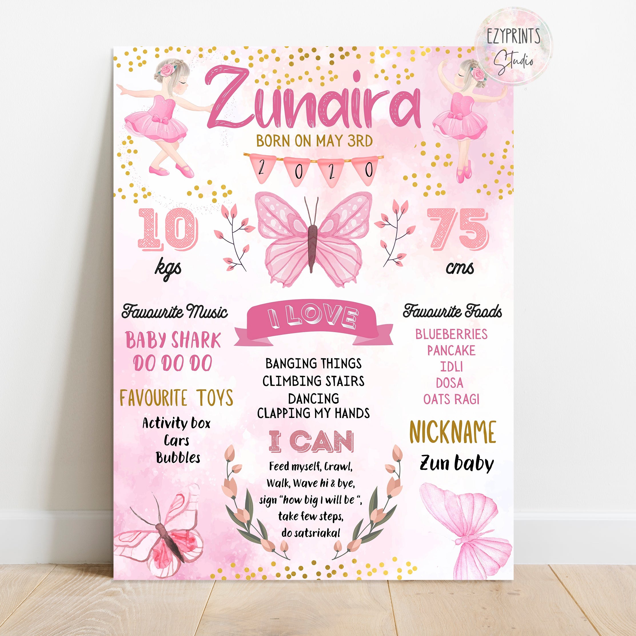 Ballerina butterfly chalkboard