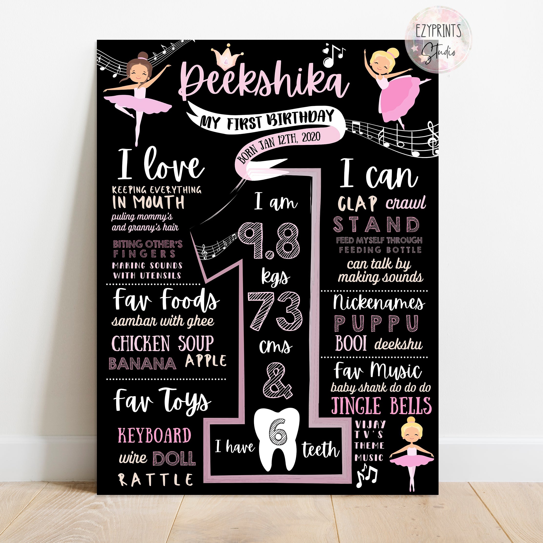 Ballerina chalkboard poster