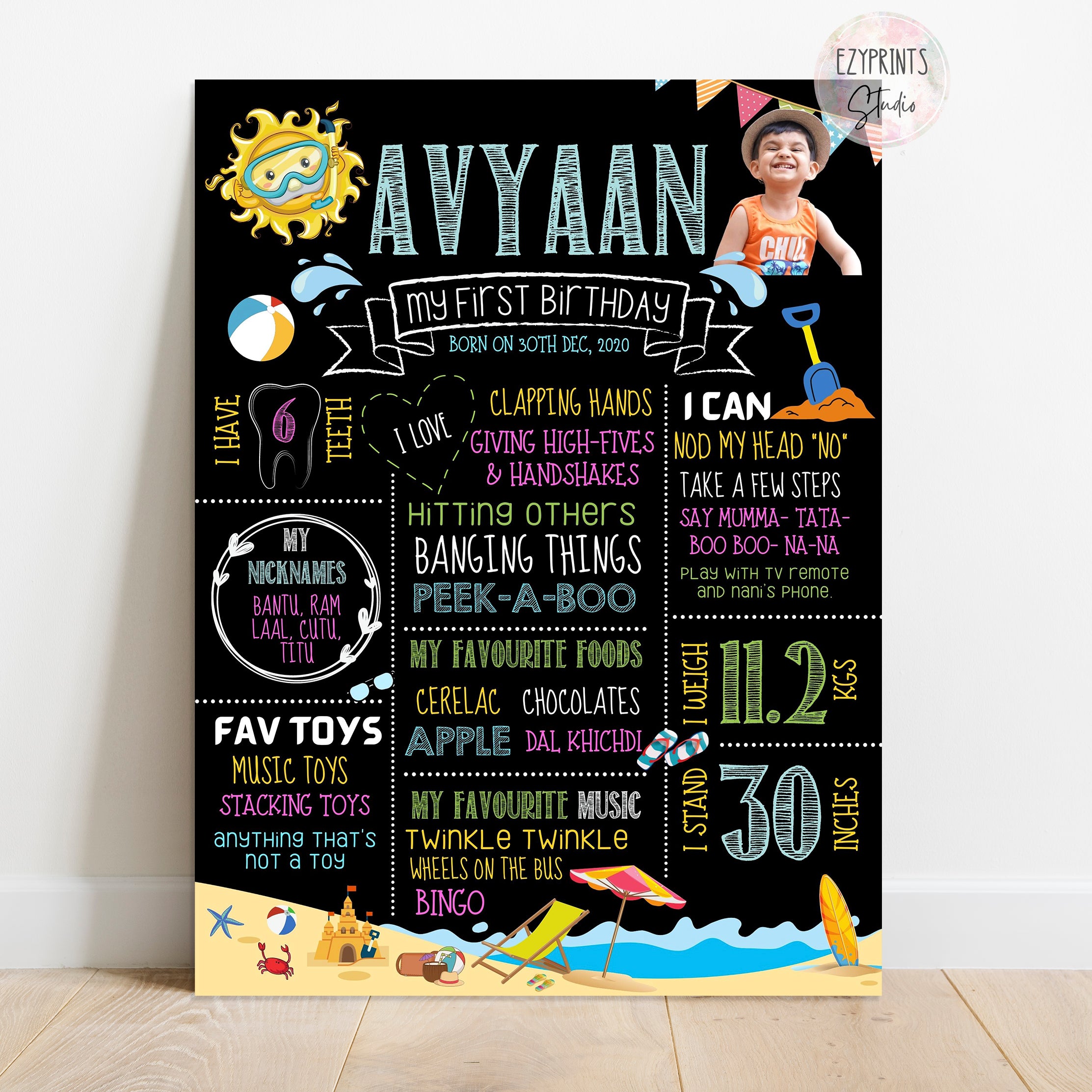 Beach theme chalkboard poster