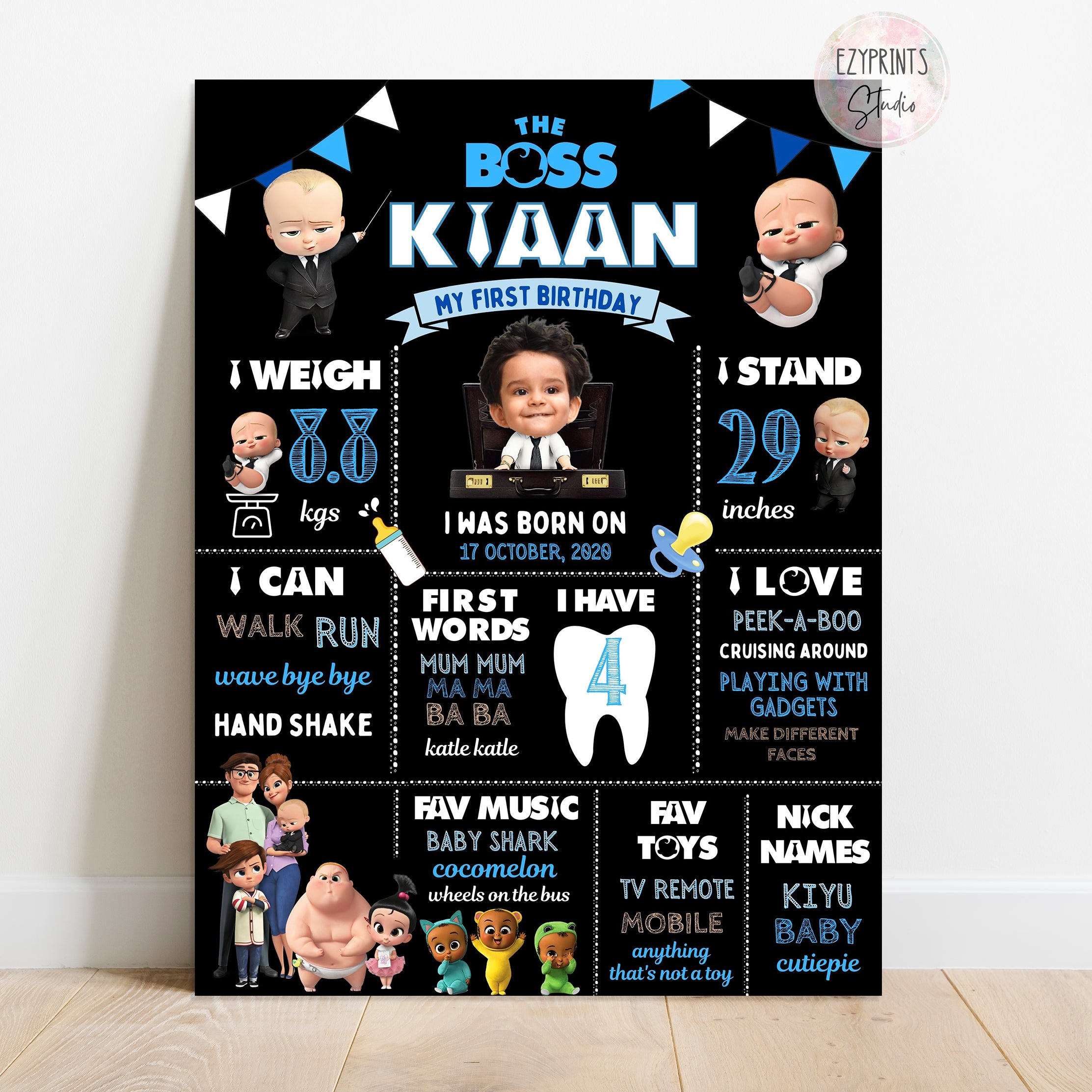 boss baby theme chalkboard poster