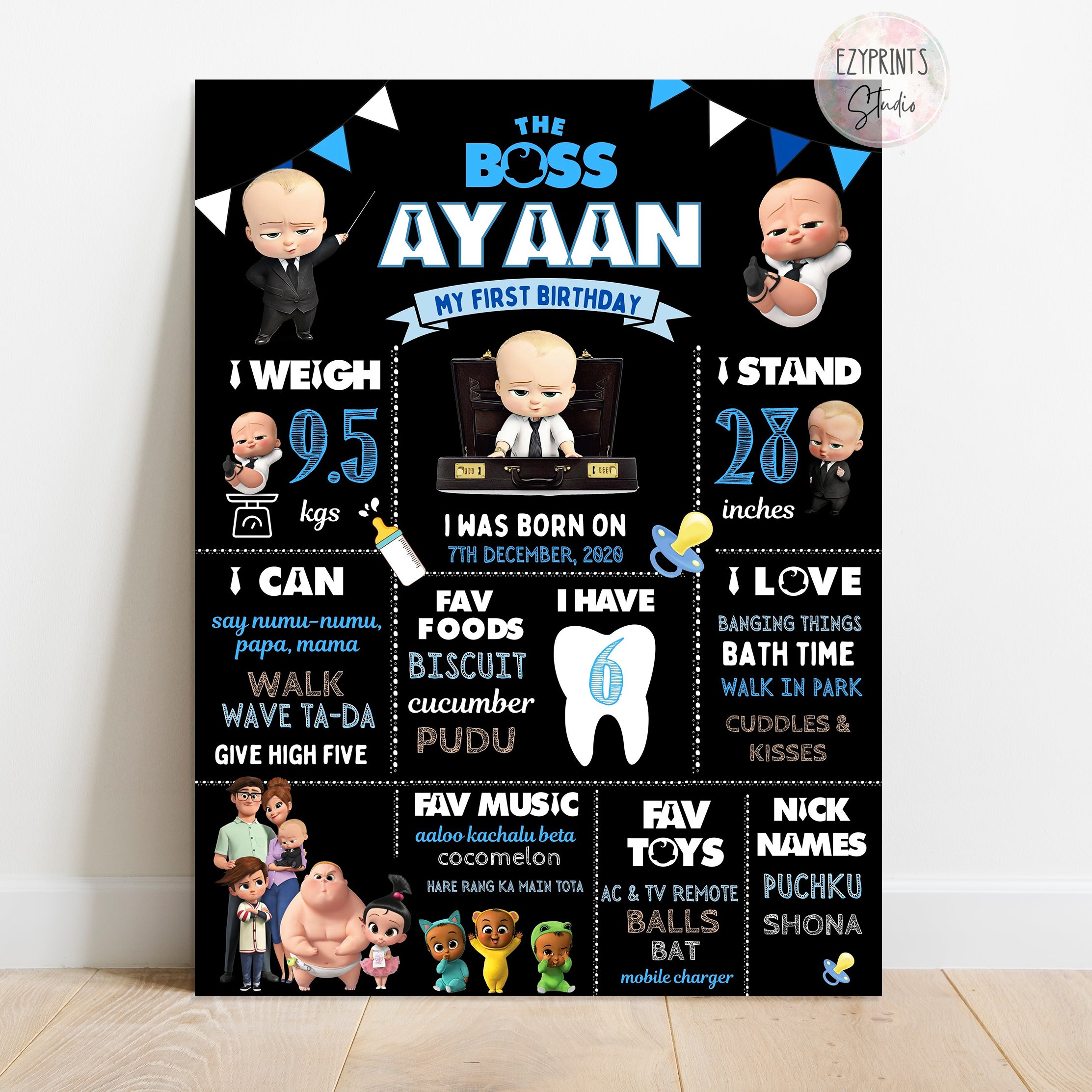 boss baby theme chalkboard poster