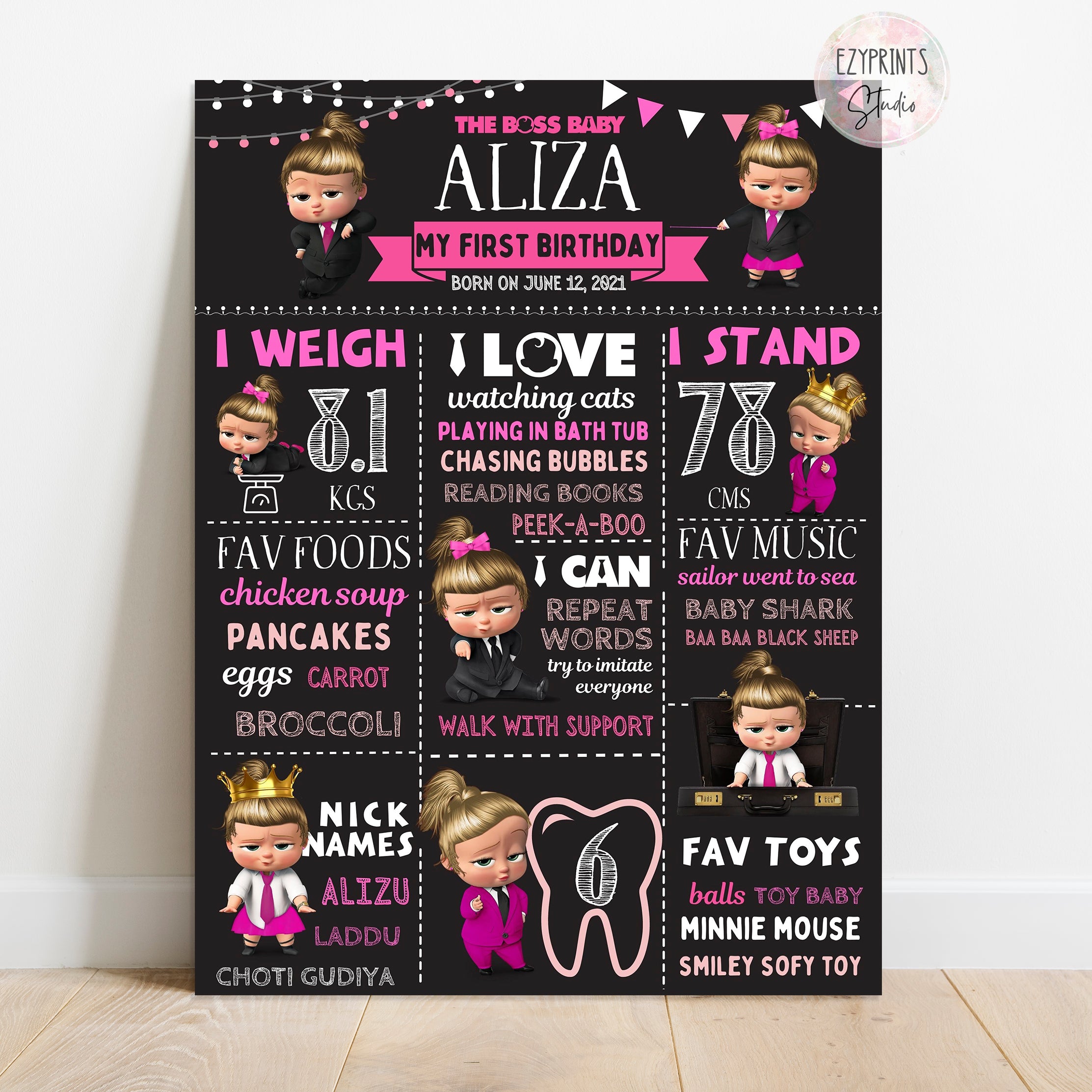 boss baby girl chalkboard