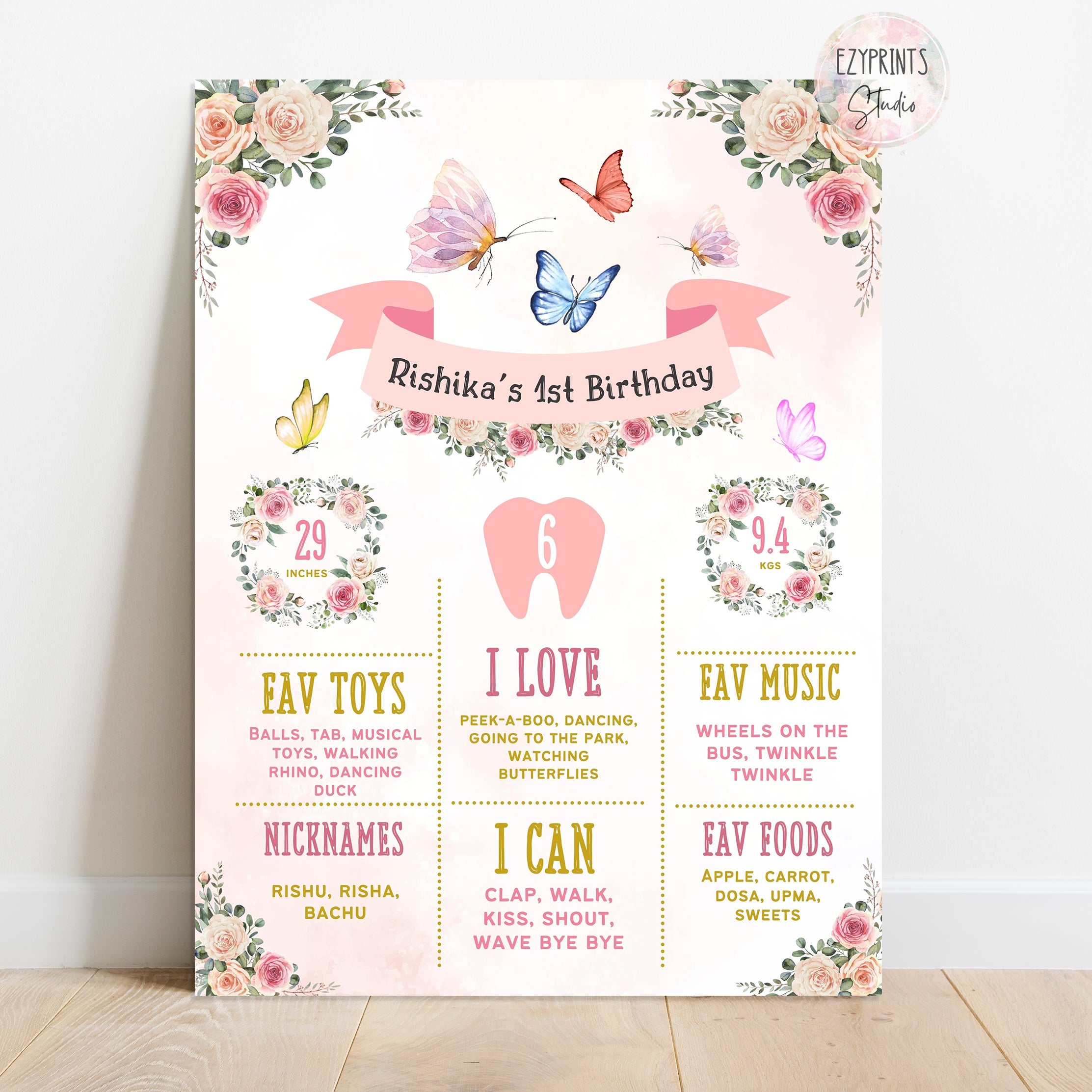 peach butterfly chalkboard poster