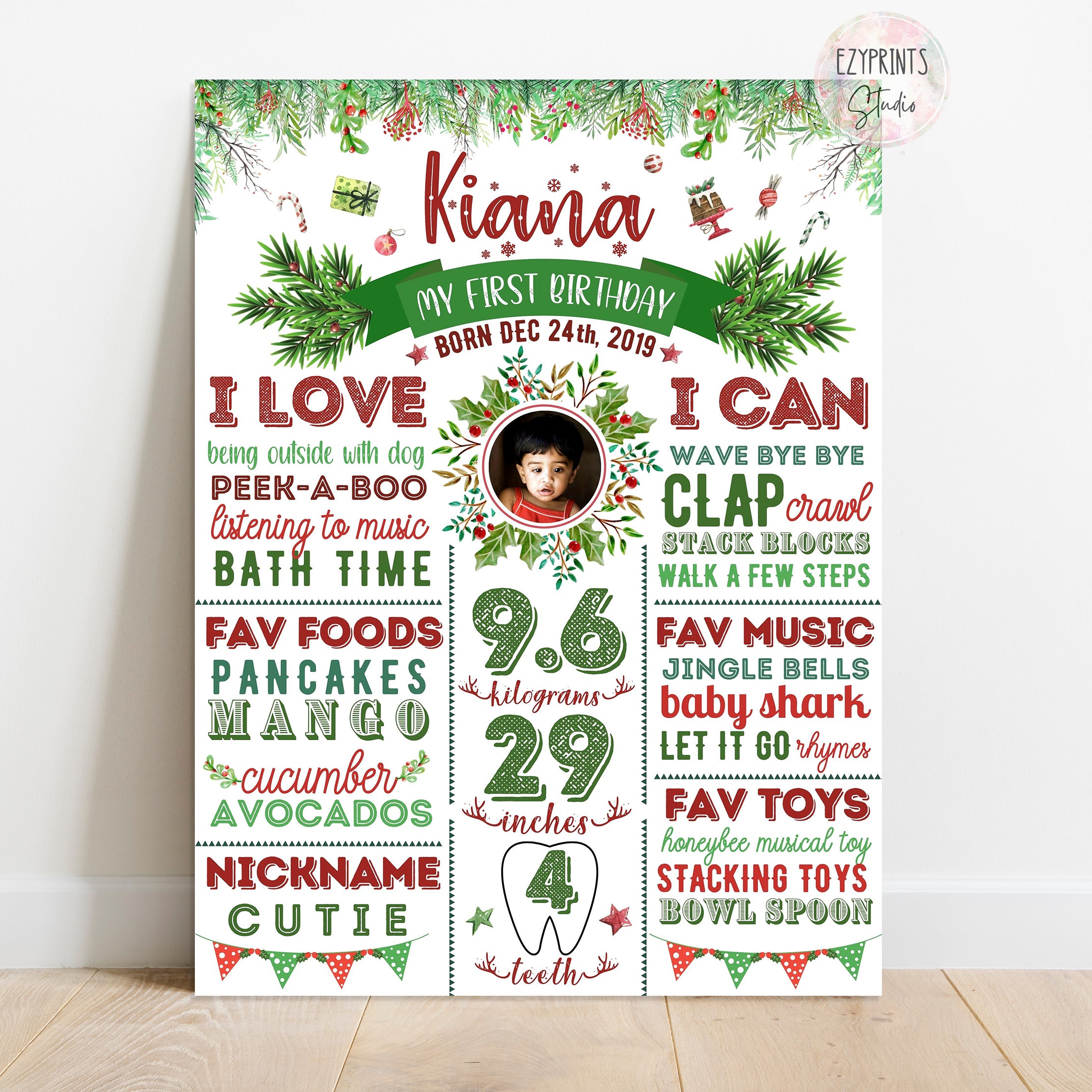 Christmas birthday milestone chalkboard