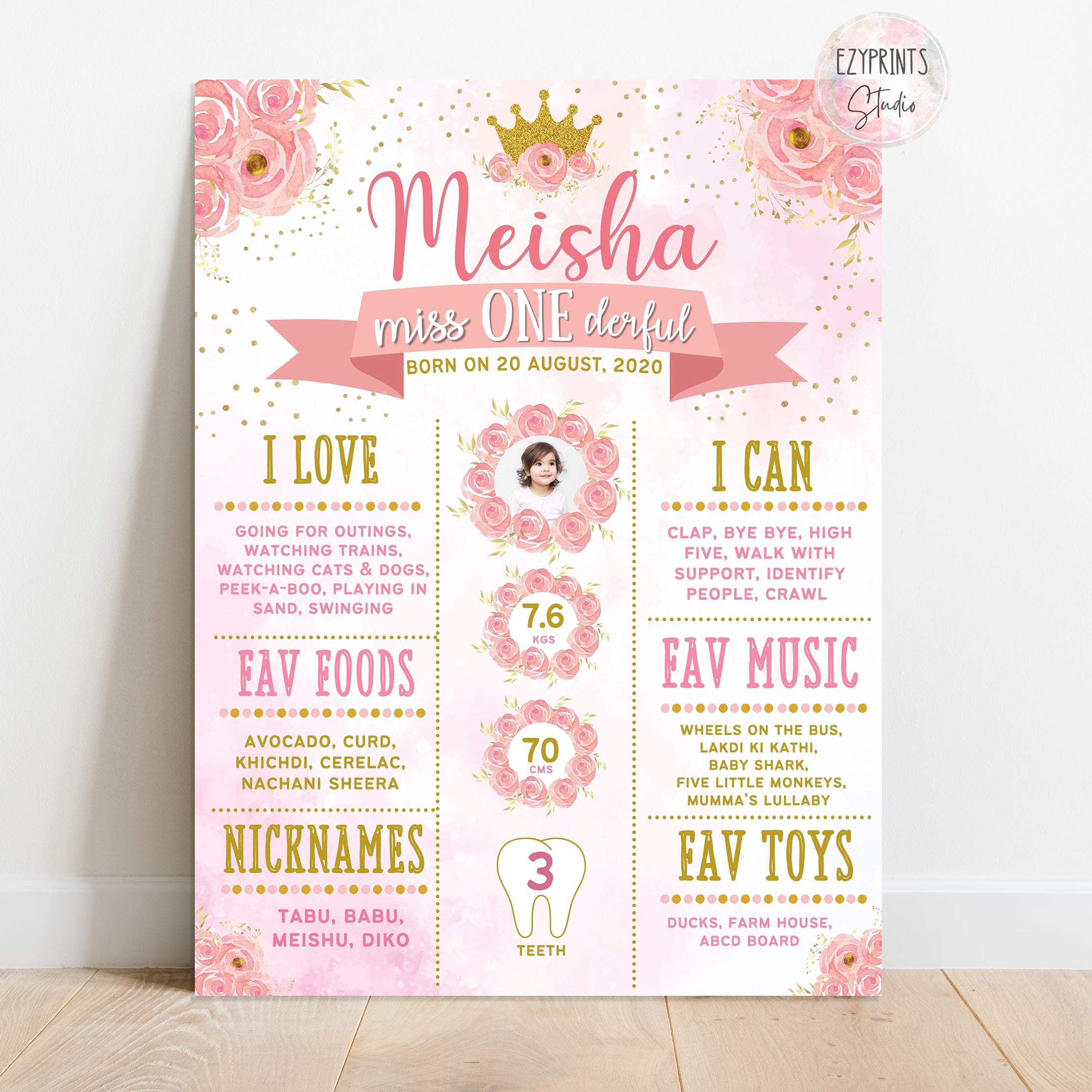 gold crown flower princess theme chalkboard