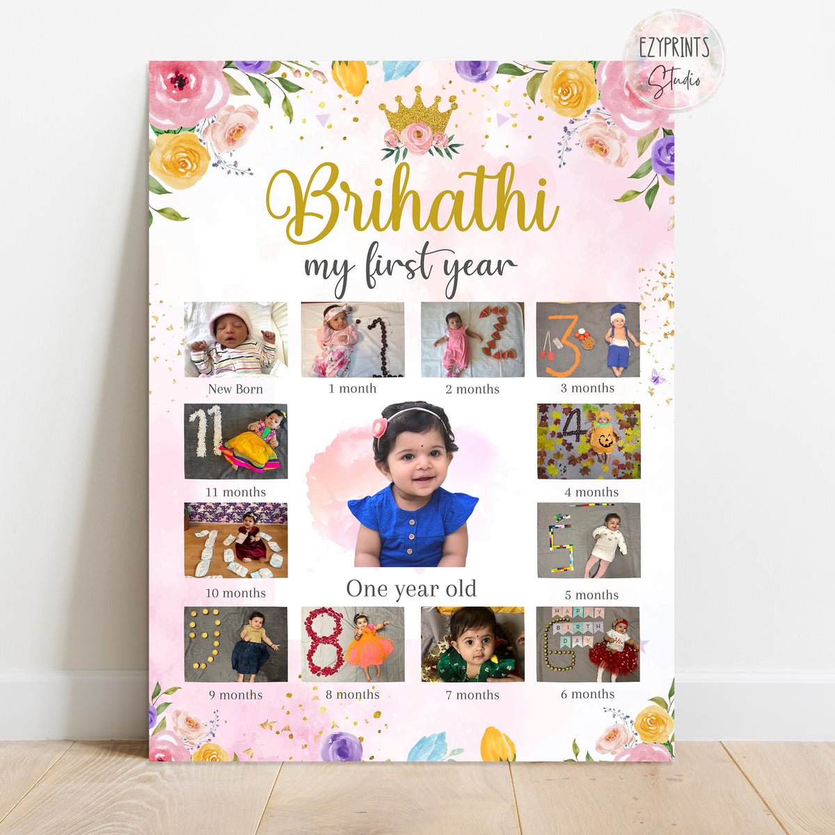Personalised First Year Photo Collage 12 month Collage Board