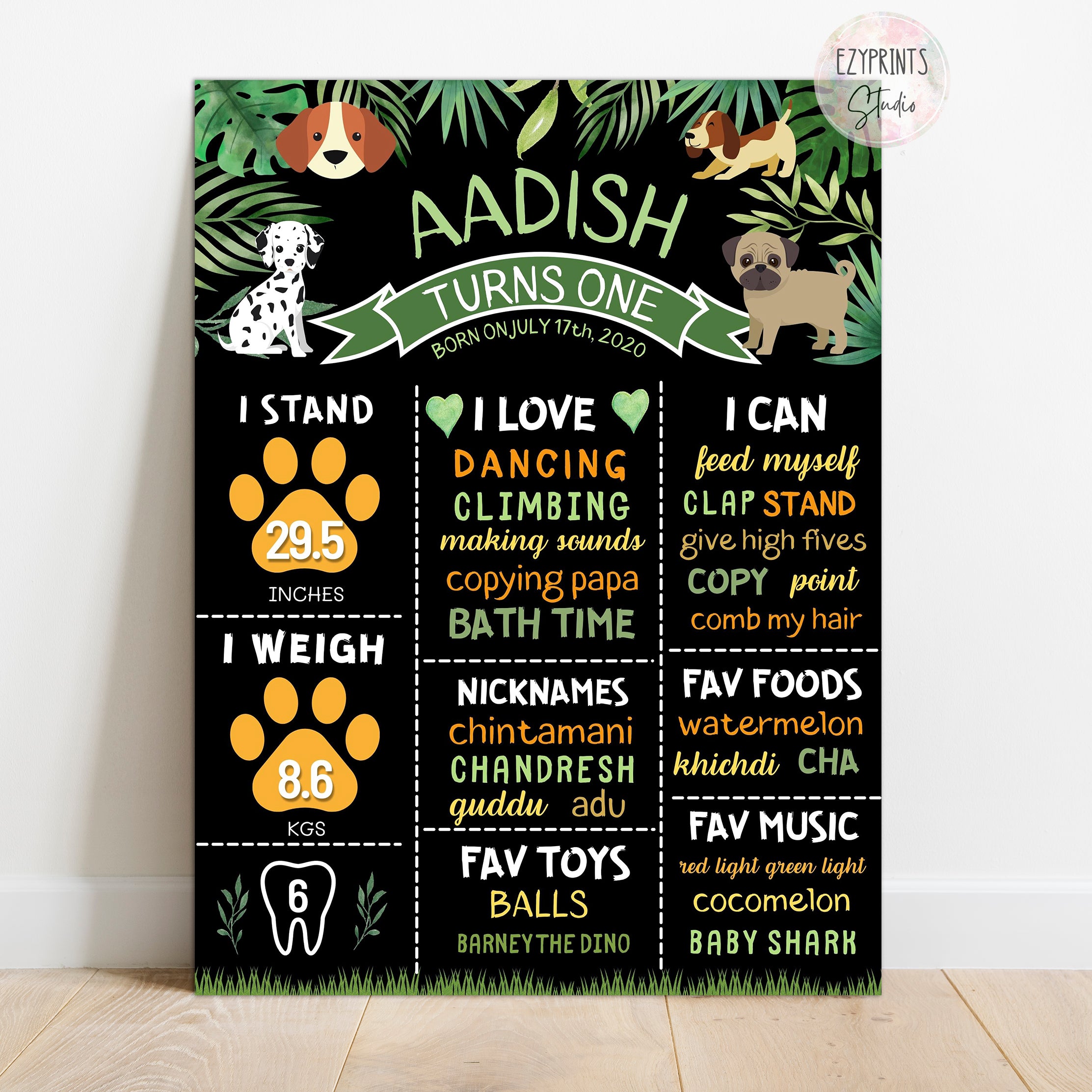 dogs theme birthday chalkboard