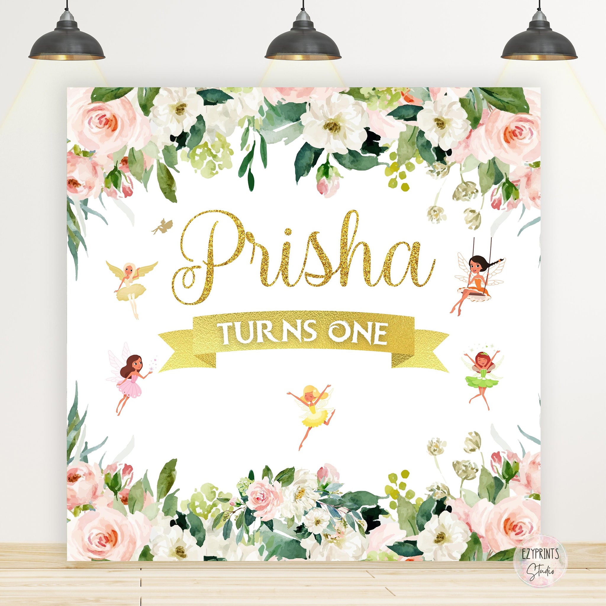 Fairy Flowers theme Birthday Backdrop