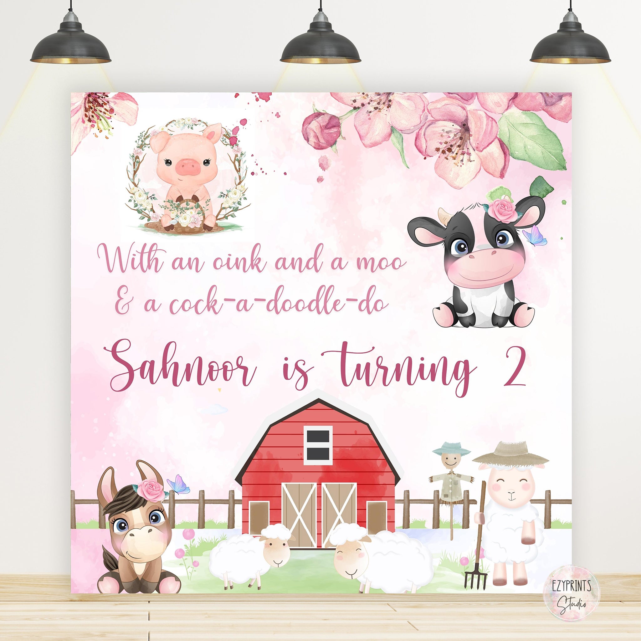Farm Animals Theme Birthday Backdrop