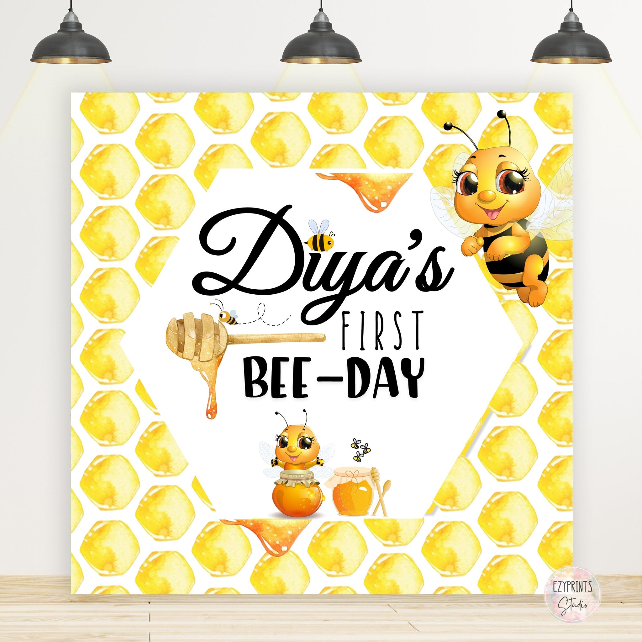 Honey Bee Theme Birthday Backdrop