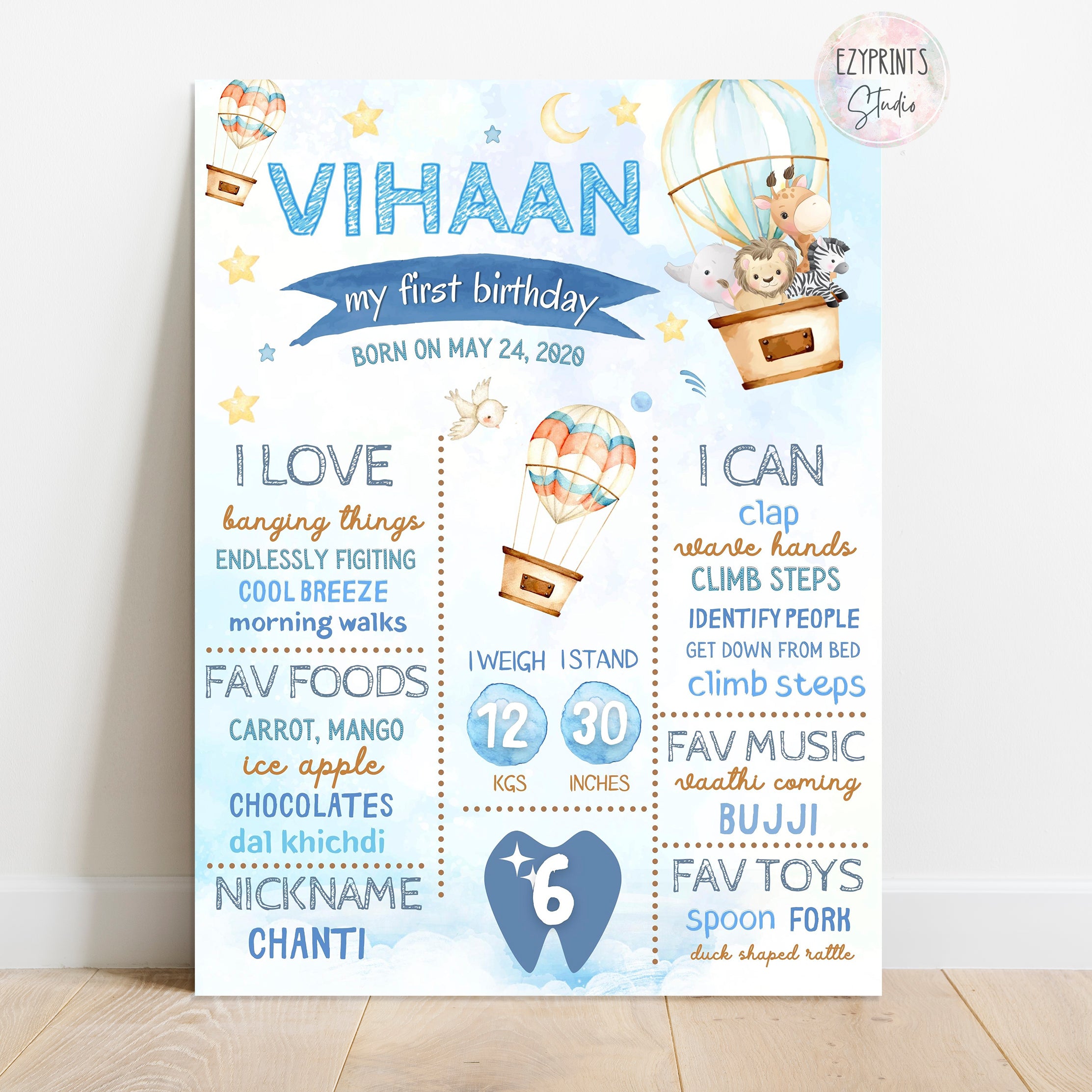 hot air jungle safari chalkboard