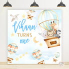 Hot Air Balloon with Animals Birthday Backdrop