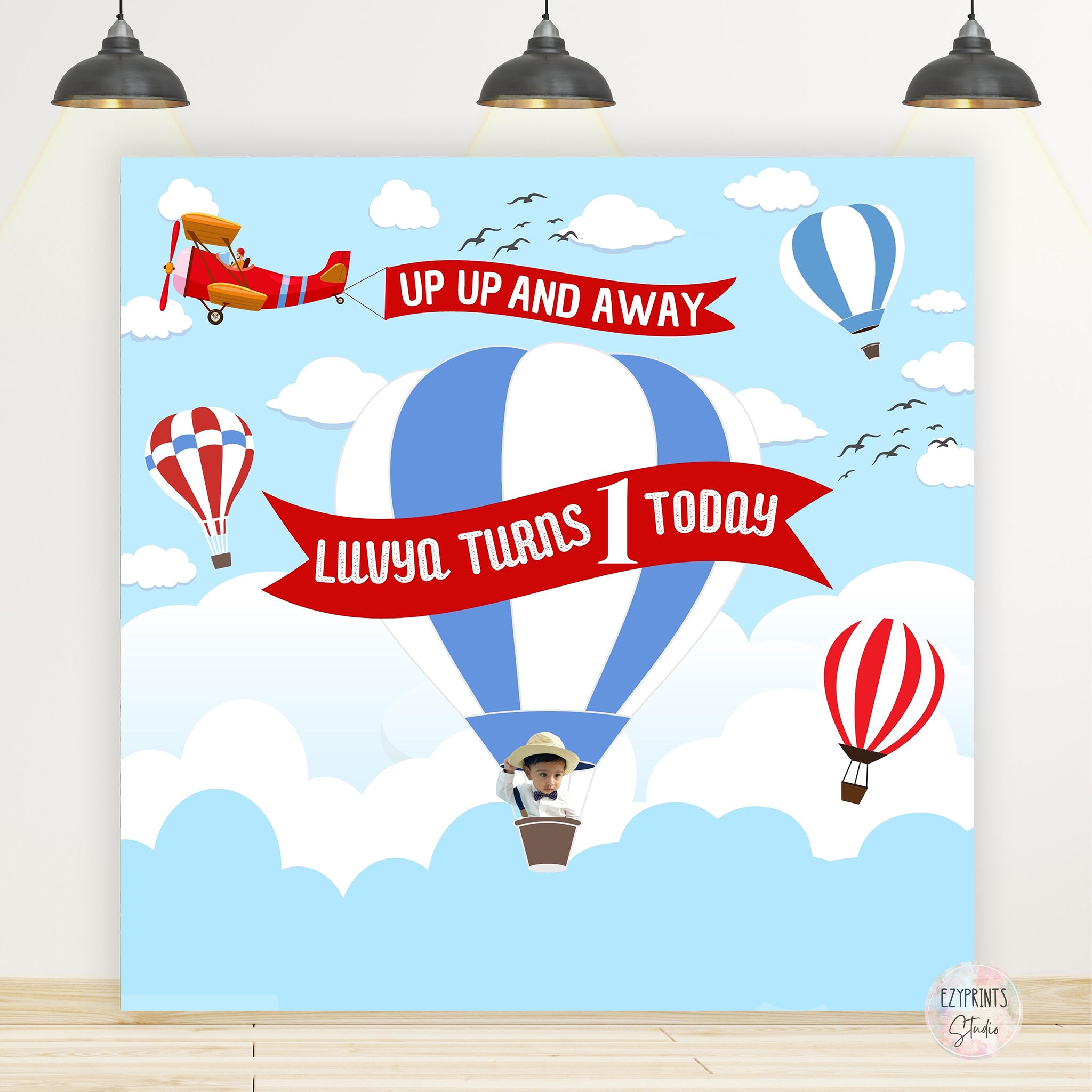 Hot Air Balloon Boys Birthday Backdrop