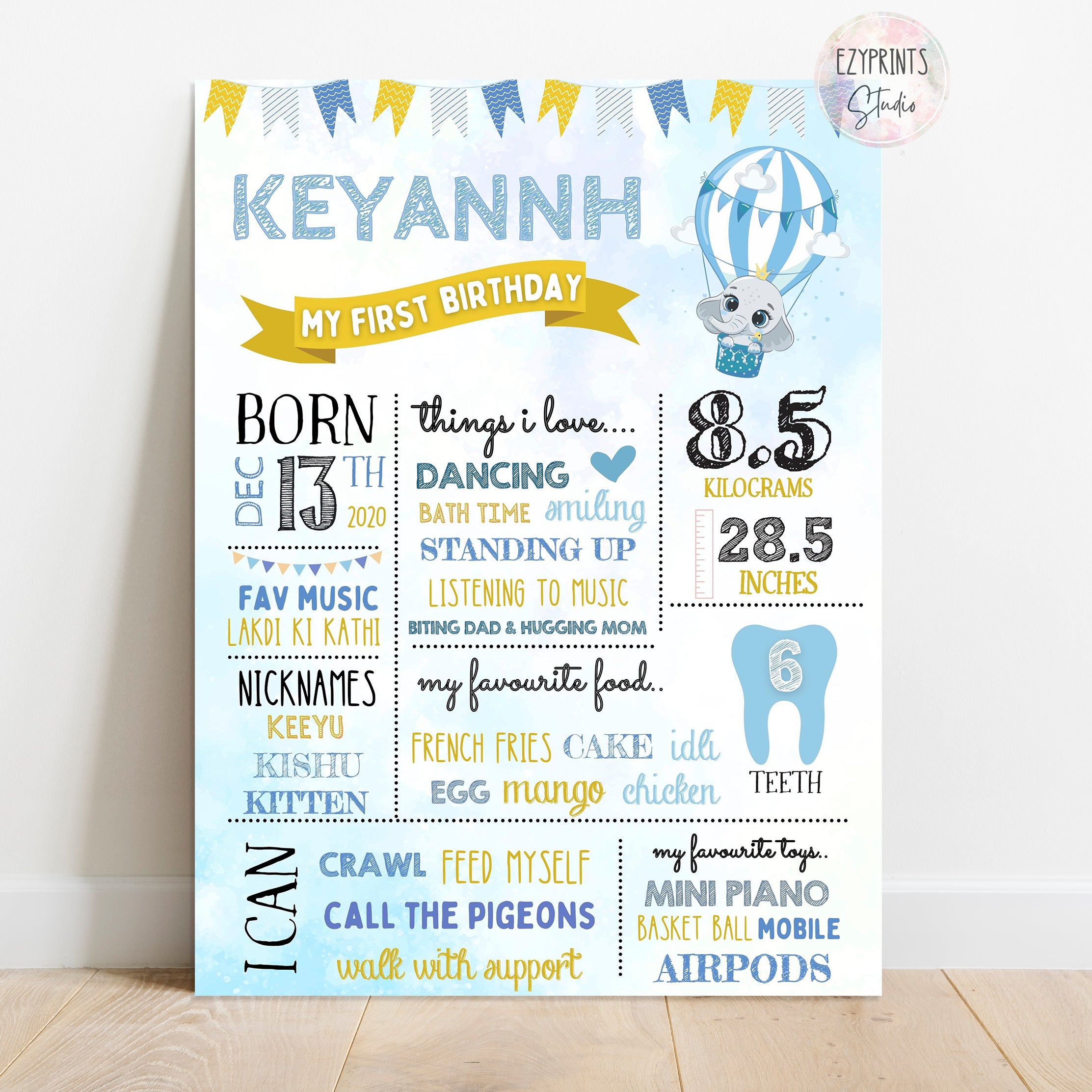 hot air balloon elephant theme chalkboard
