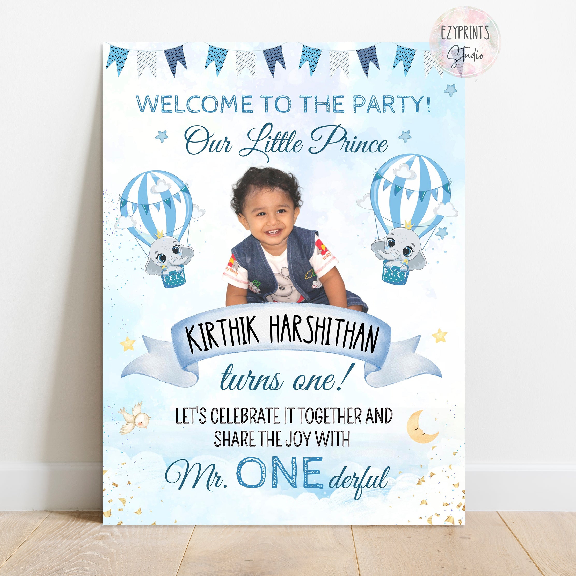 Hot Air Balloon Boys Birthday Party Welcome Board