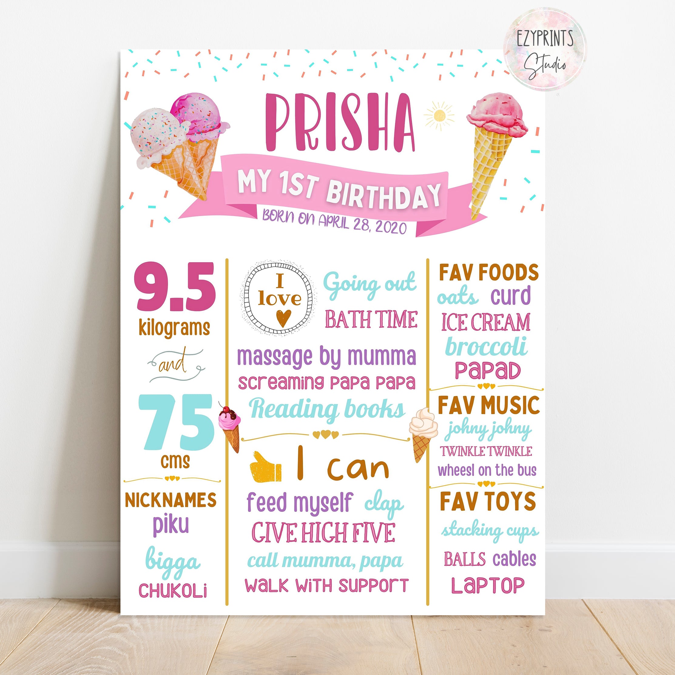 ice cream theme birthday chalkboard