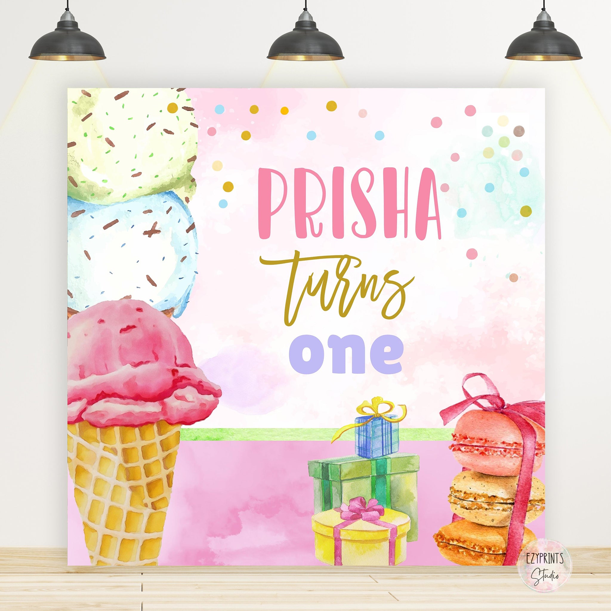 Ice Cream Theme Birthday Backdrop