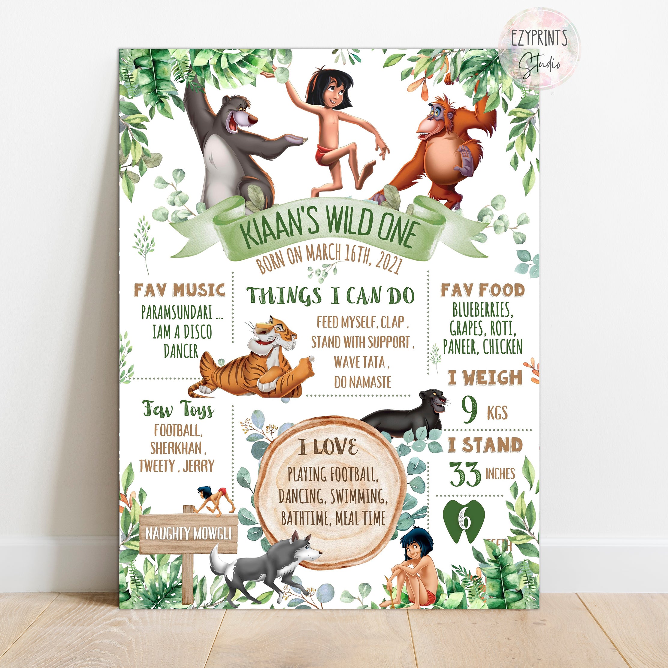 jungle book theme birthday chalkboard
