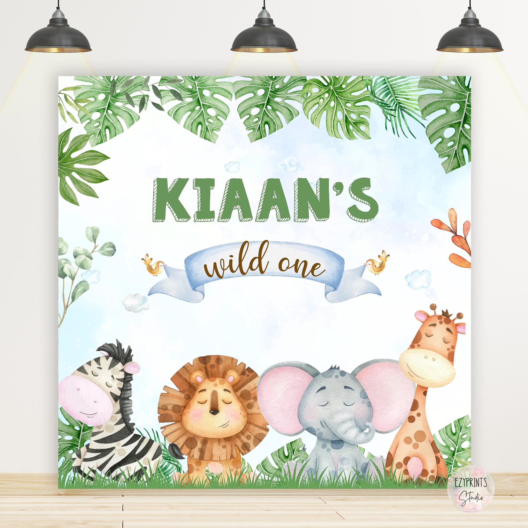 Wild animals birthday backdrop