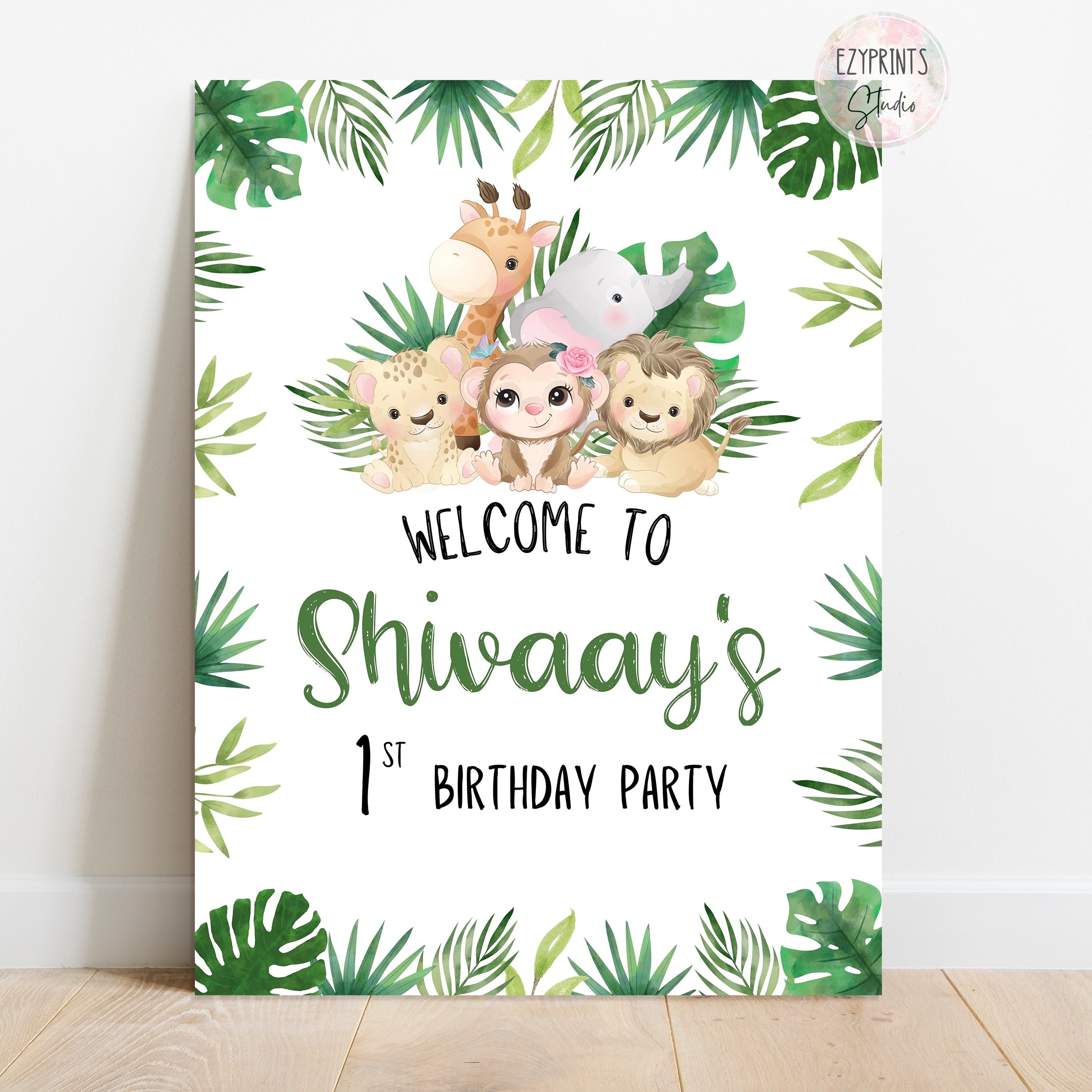 Jungle Theme Birthday Party Welcome Board