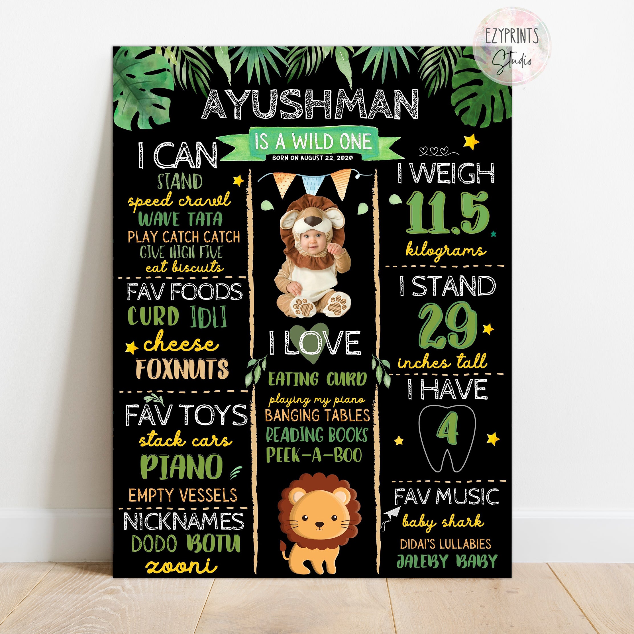 lion jungle theme chalkboard poster