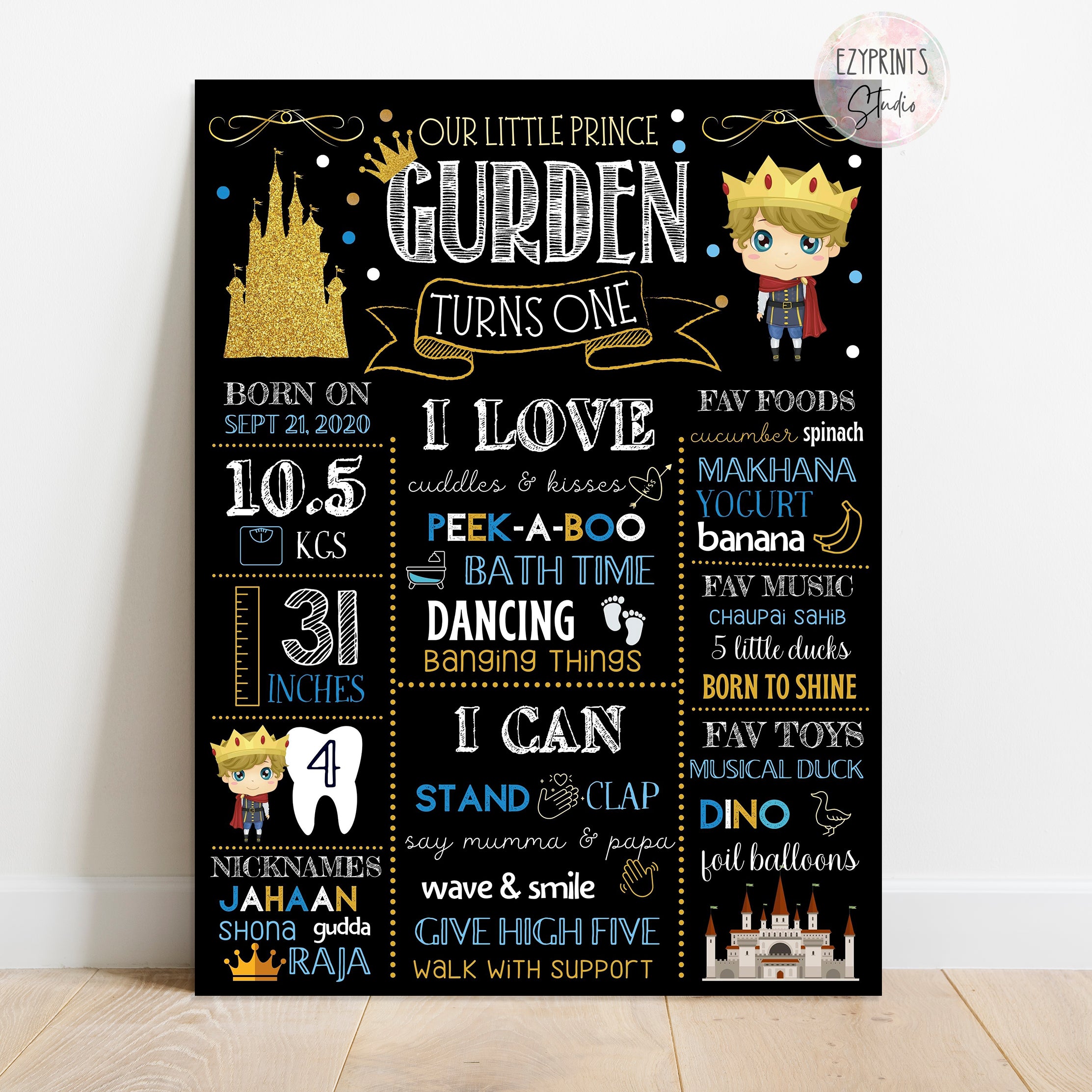 prince crown chalkboard poster boys