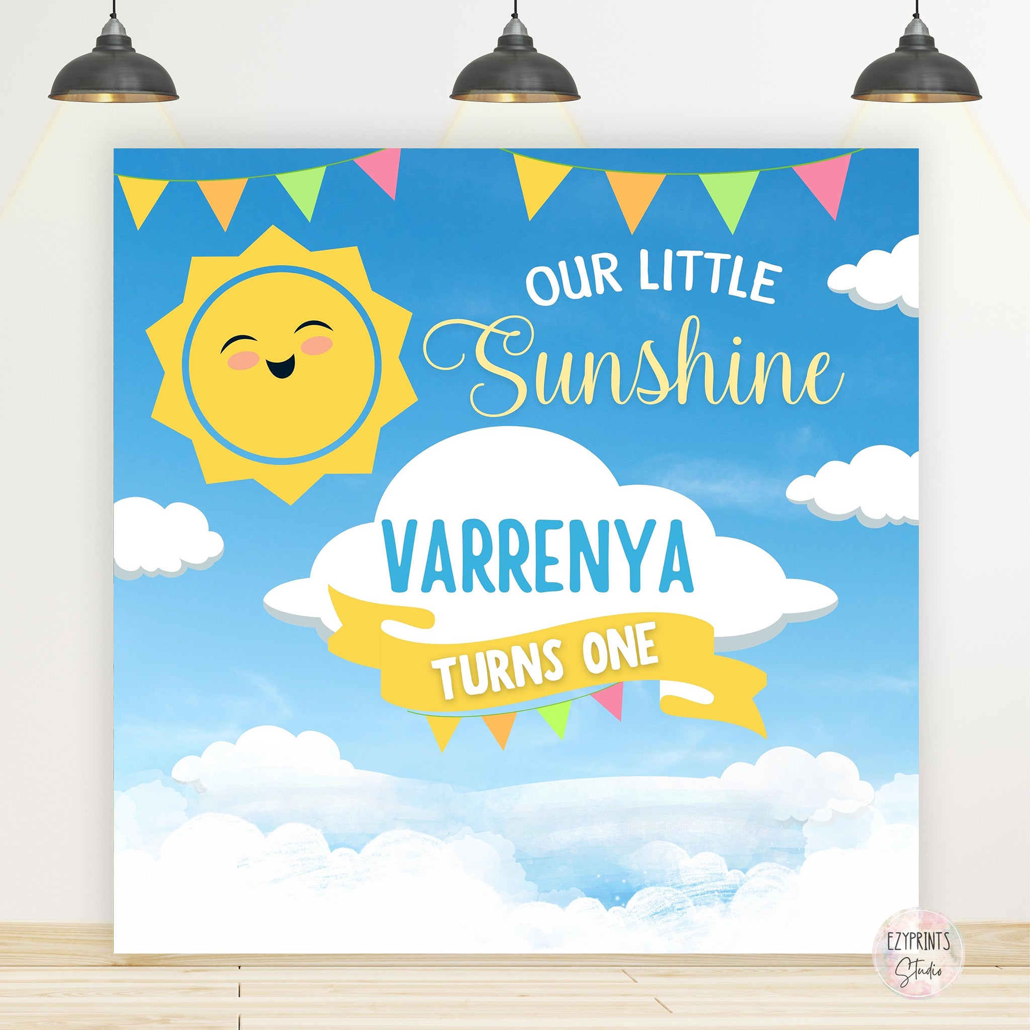 our little sunshine birthday backdrop