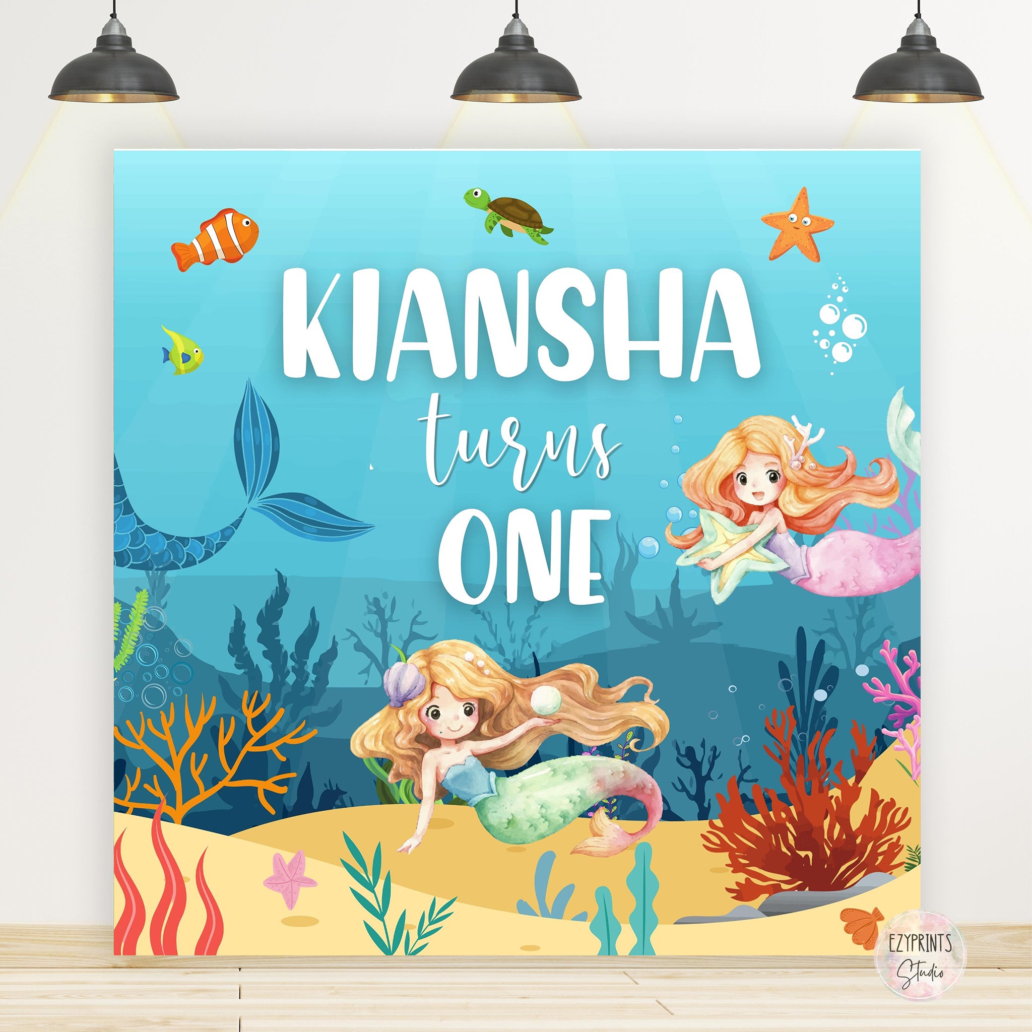 Mermaid Theme Birthday Backdrop