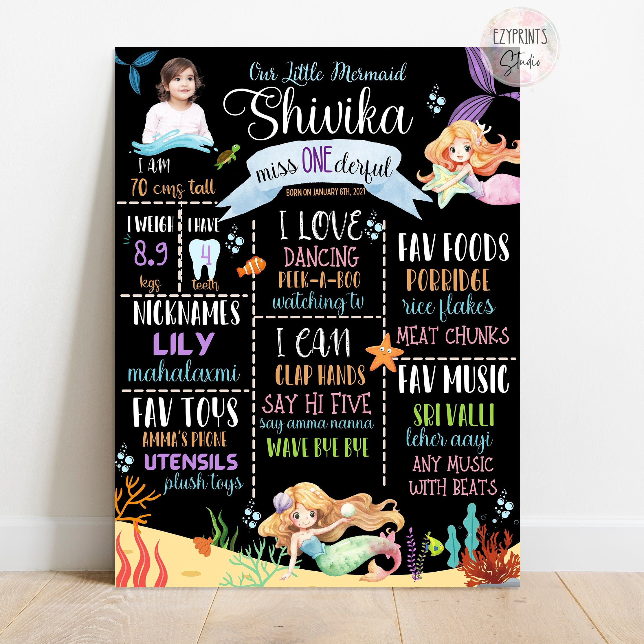 mermaid chalkboard poster