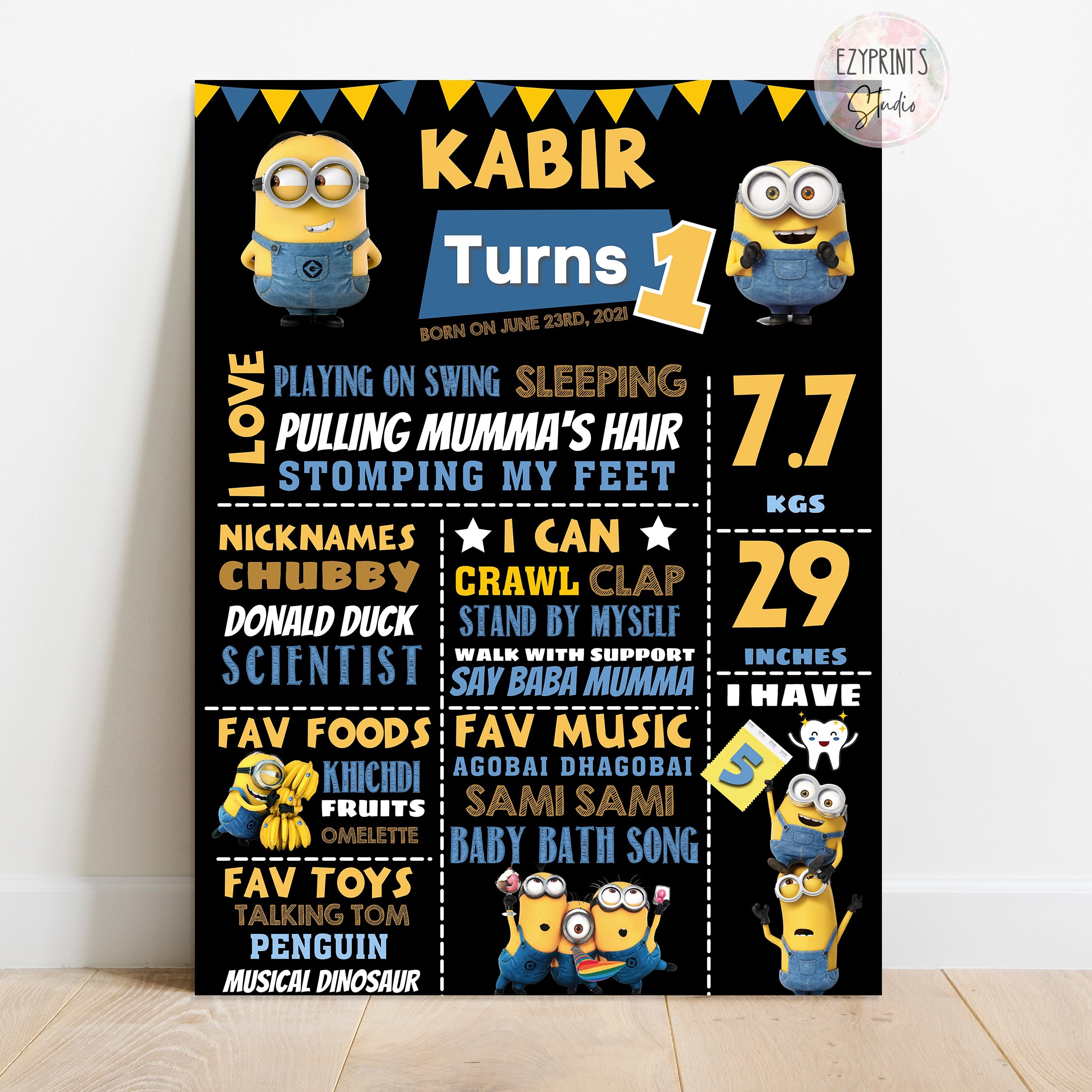 minion theme birthday chalkboard