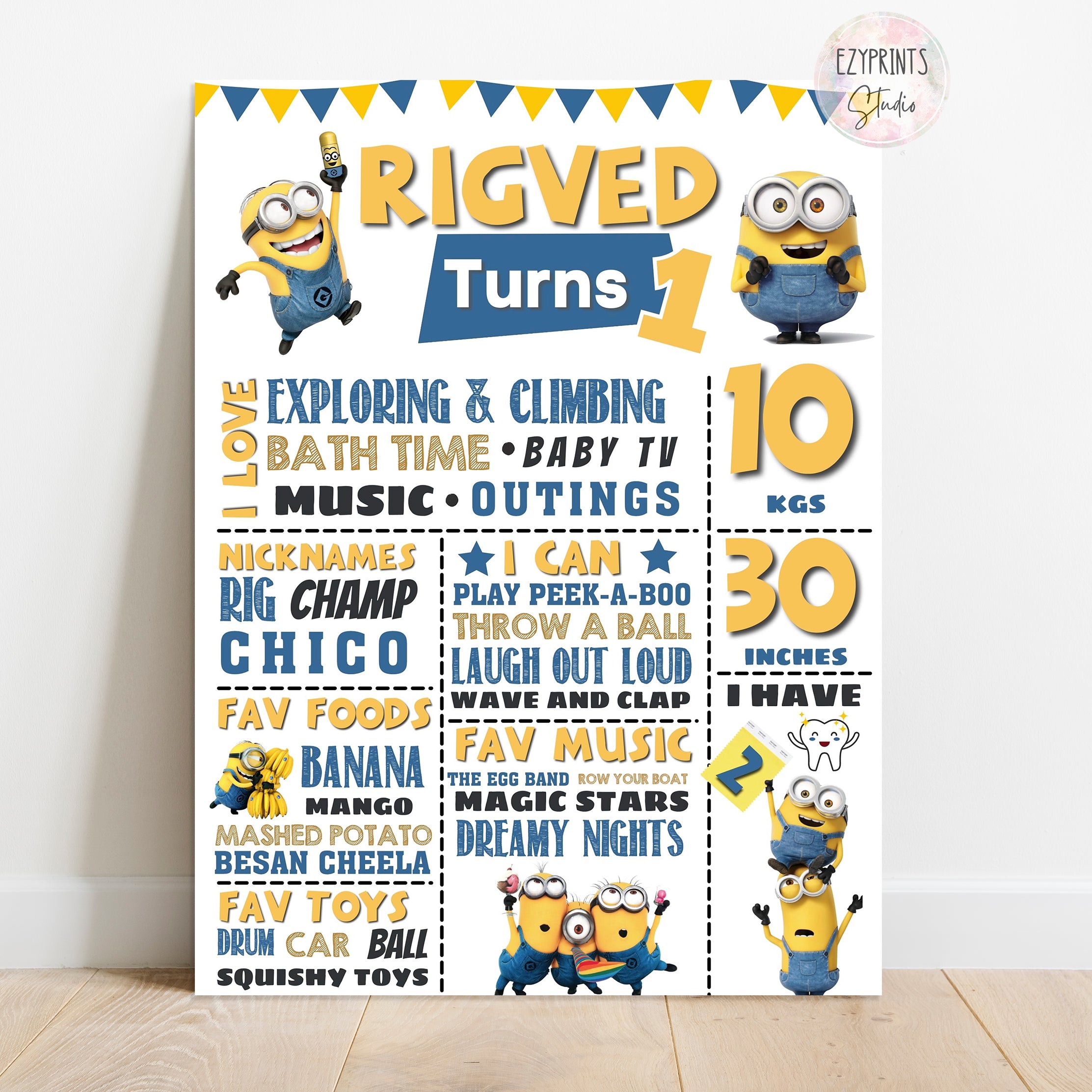 minion theme birthday chalkboard