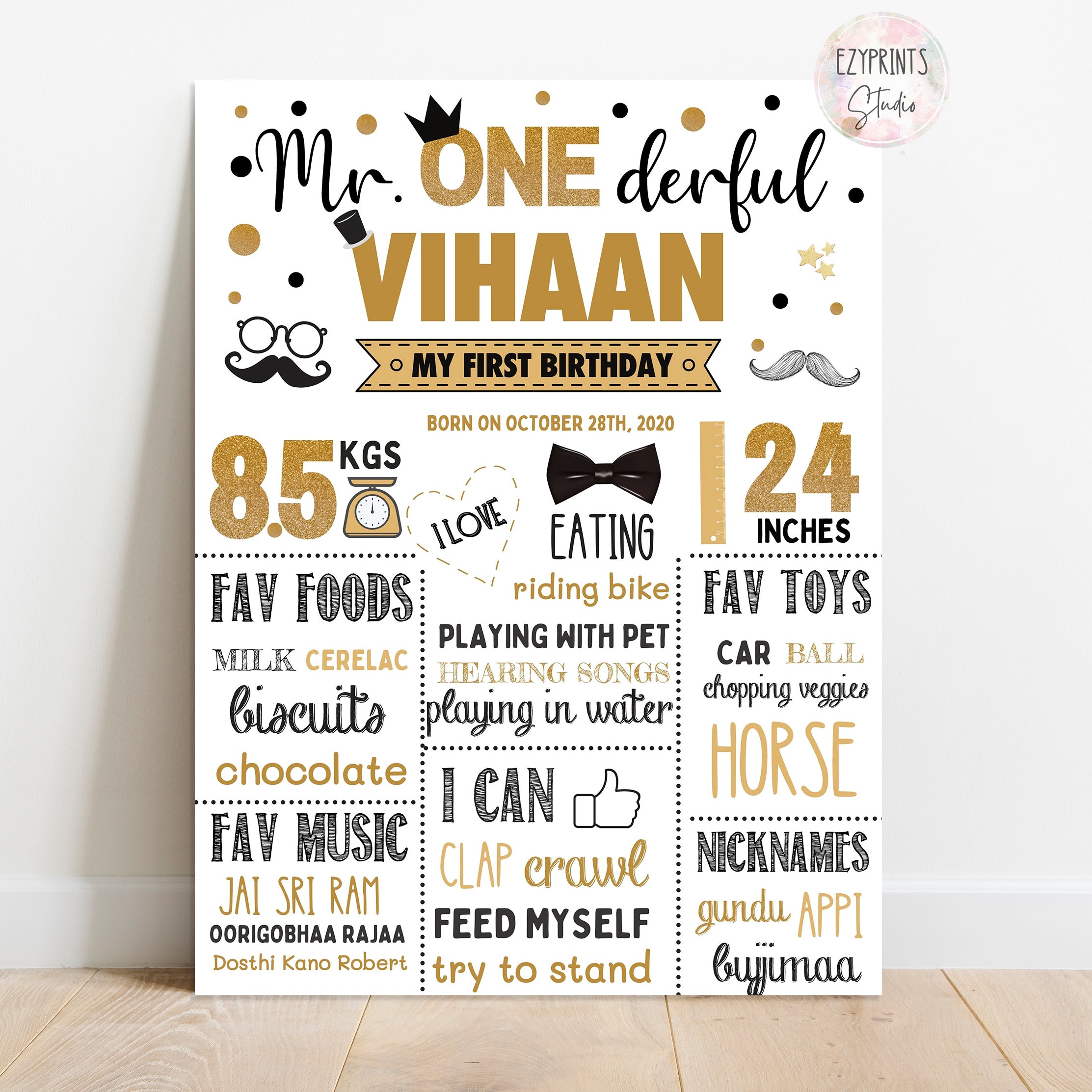 Mr. onederful Birthday chalkboard poster