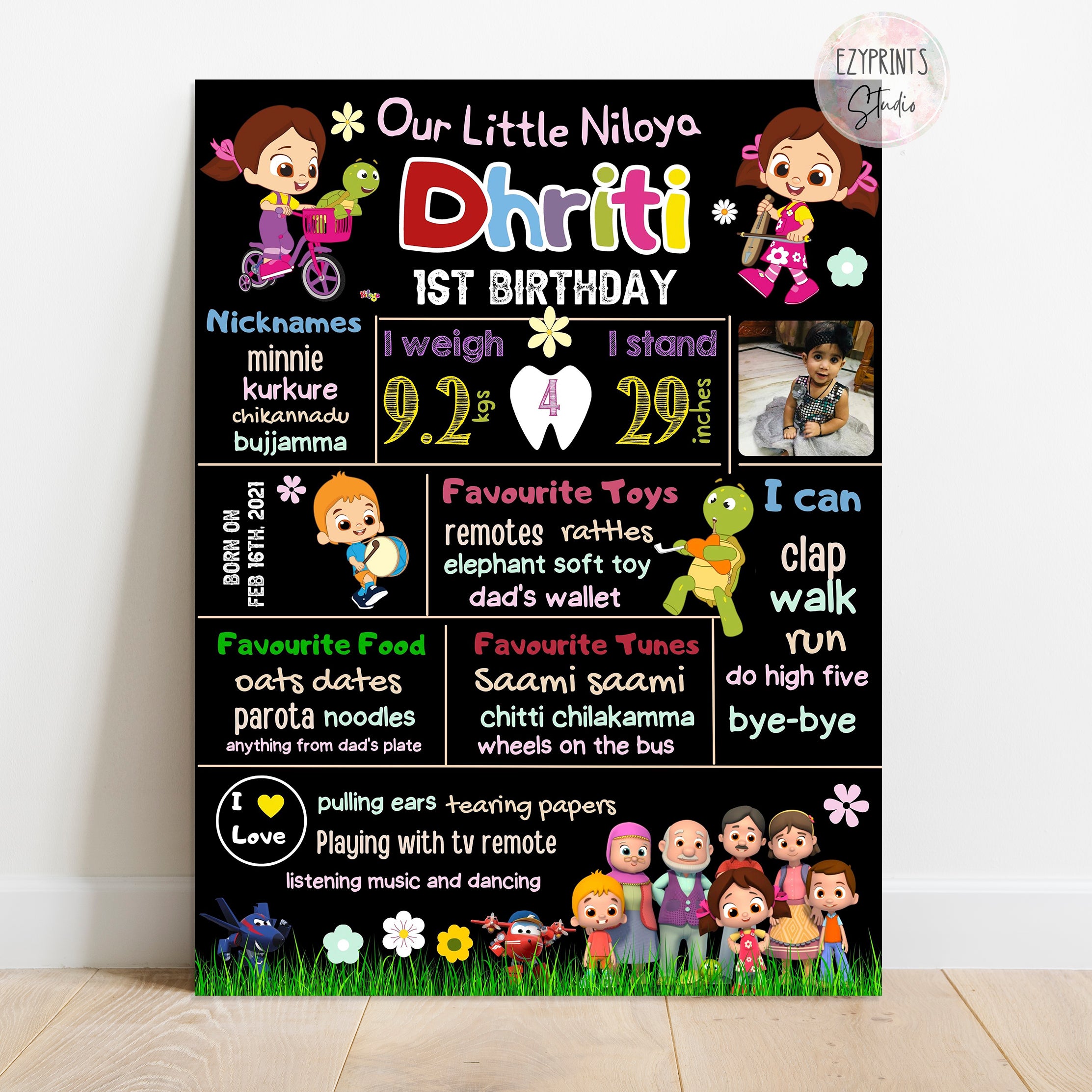 niloya theme birthday chalkboard