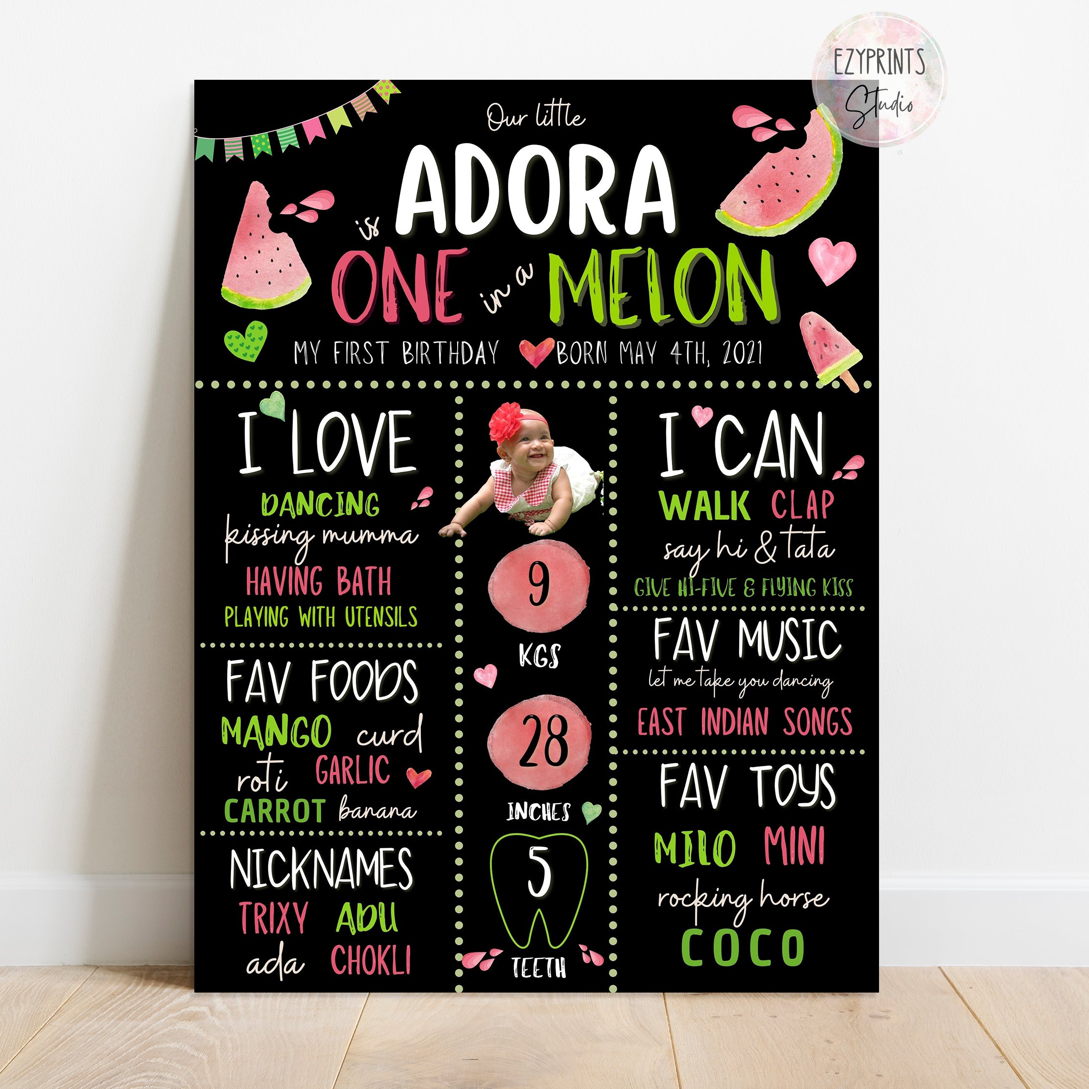 one in a melon chalkboard poster