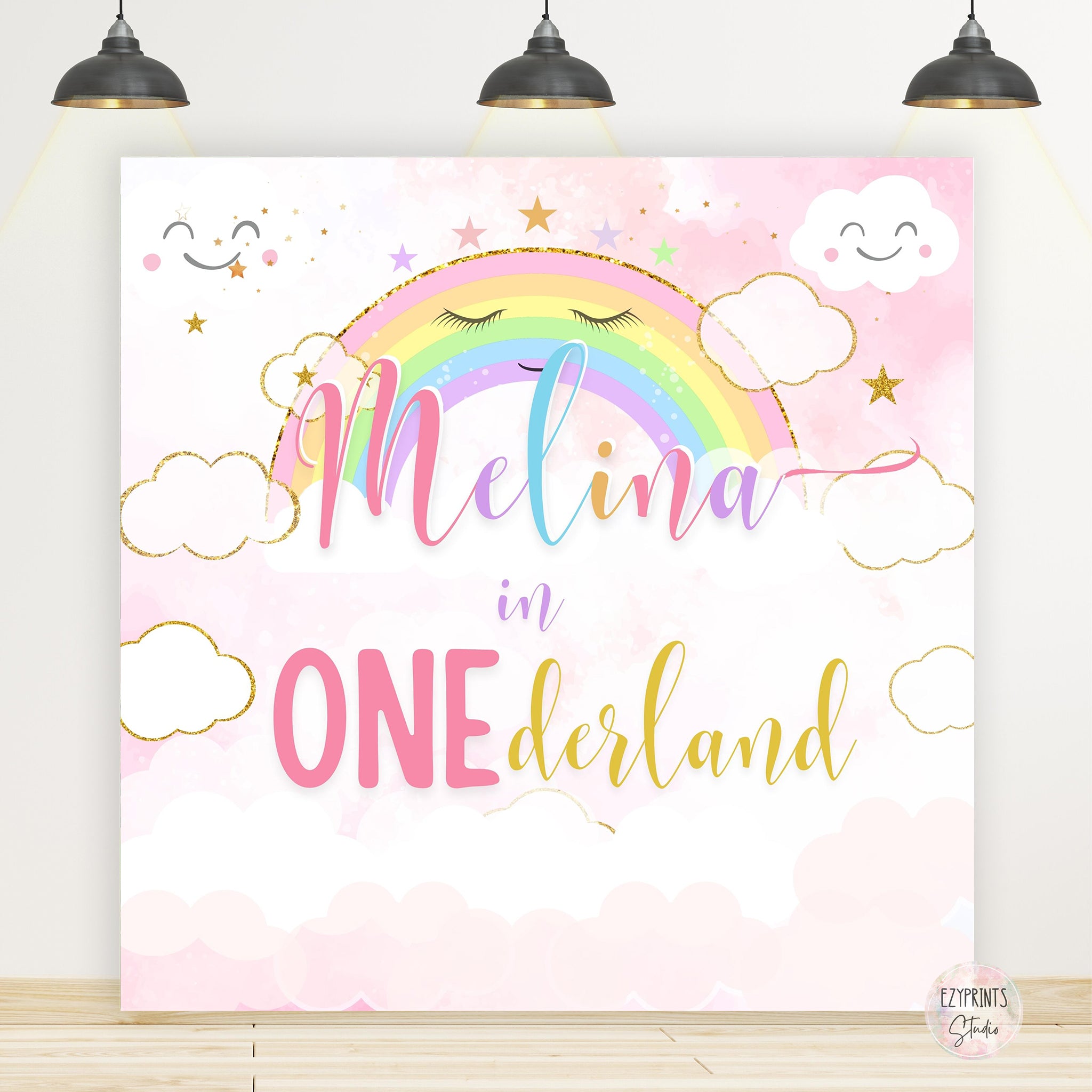 Pastel Rainbow Theme Birthday Backdrop