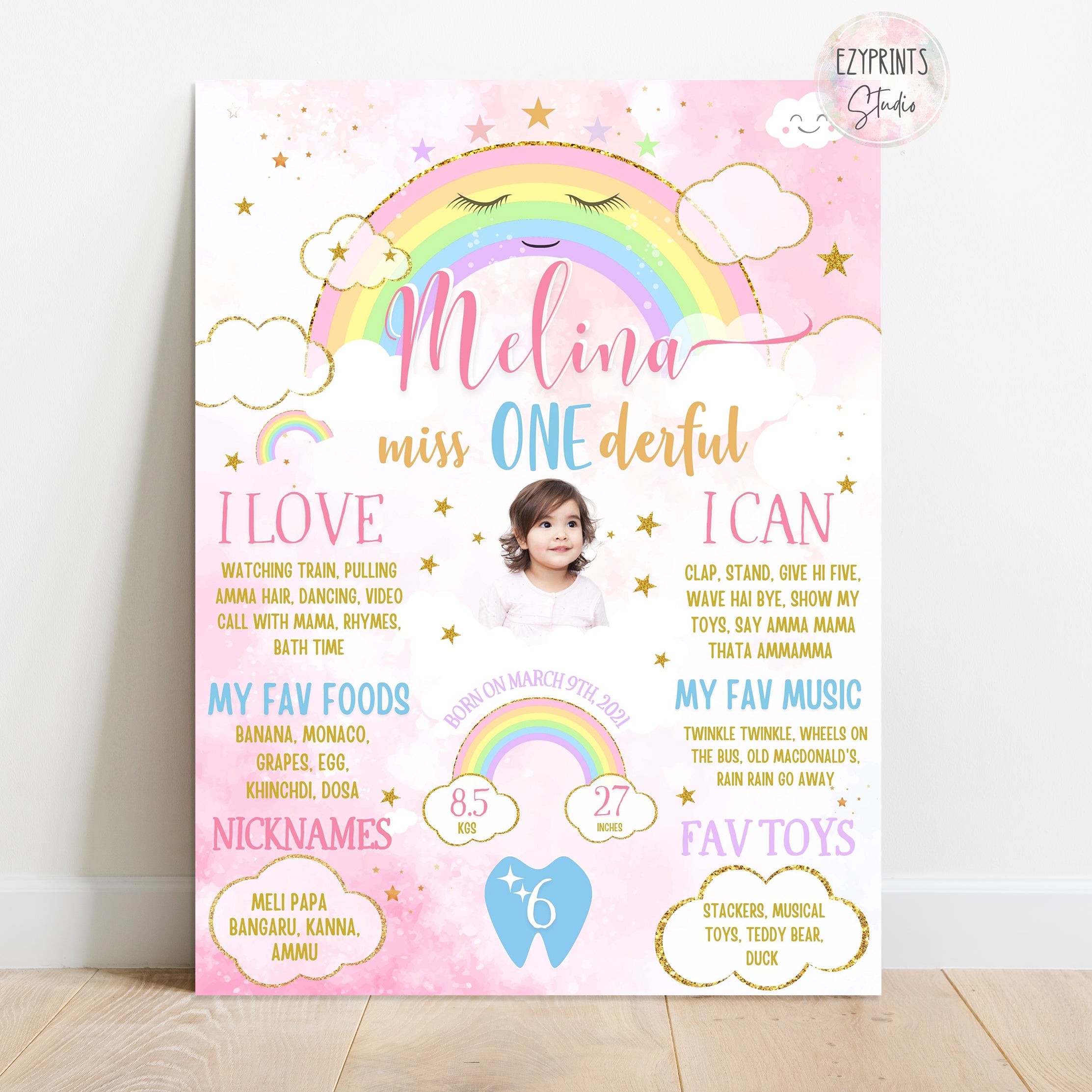 pastel rainbow theme chalkboard poster