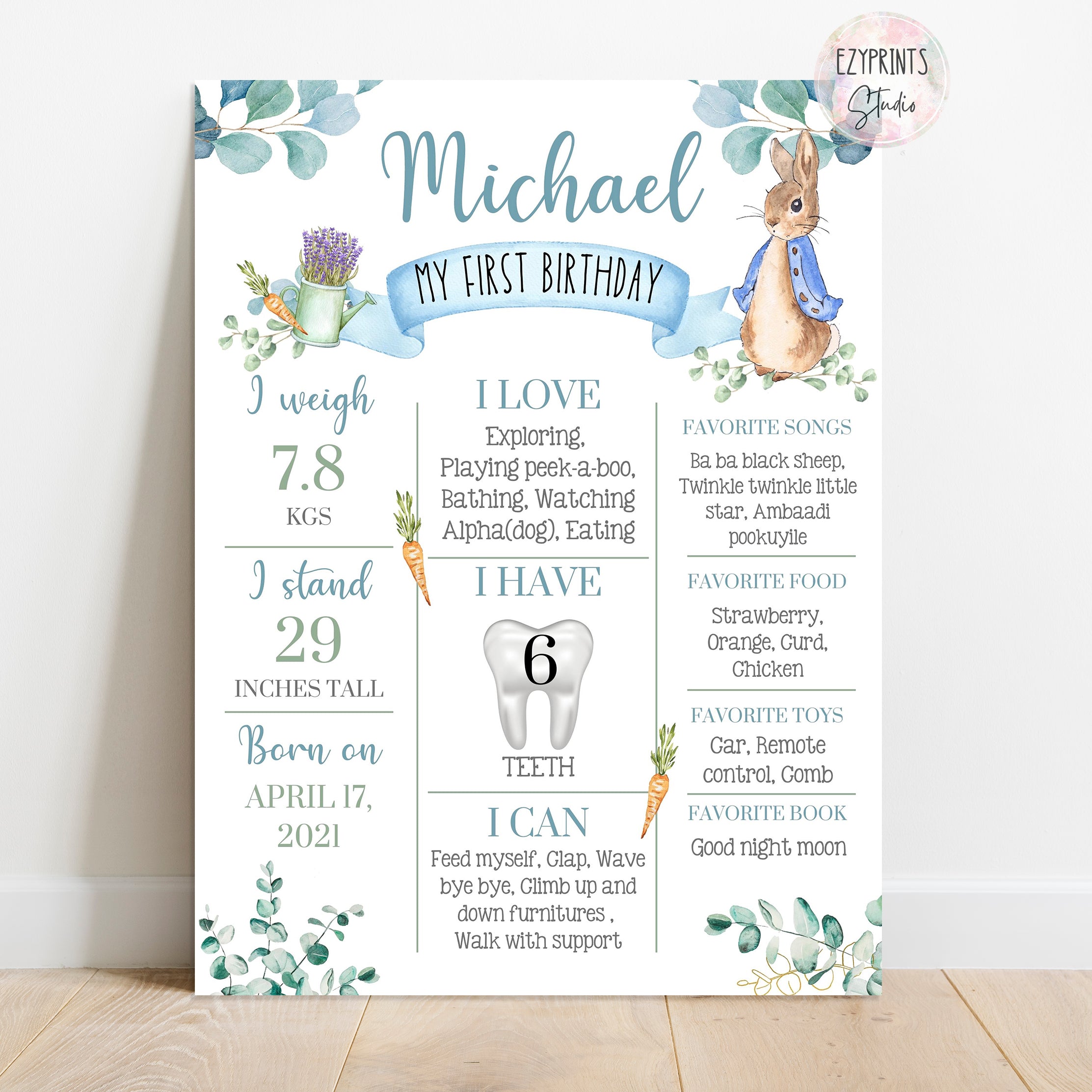 Peter Rabbit theme birthday poster