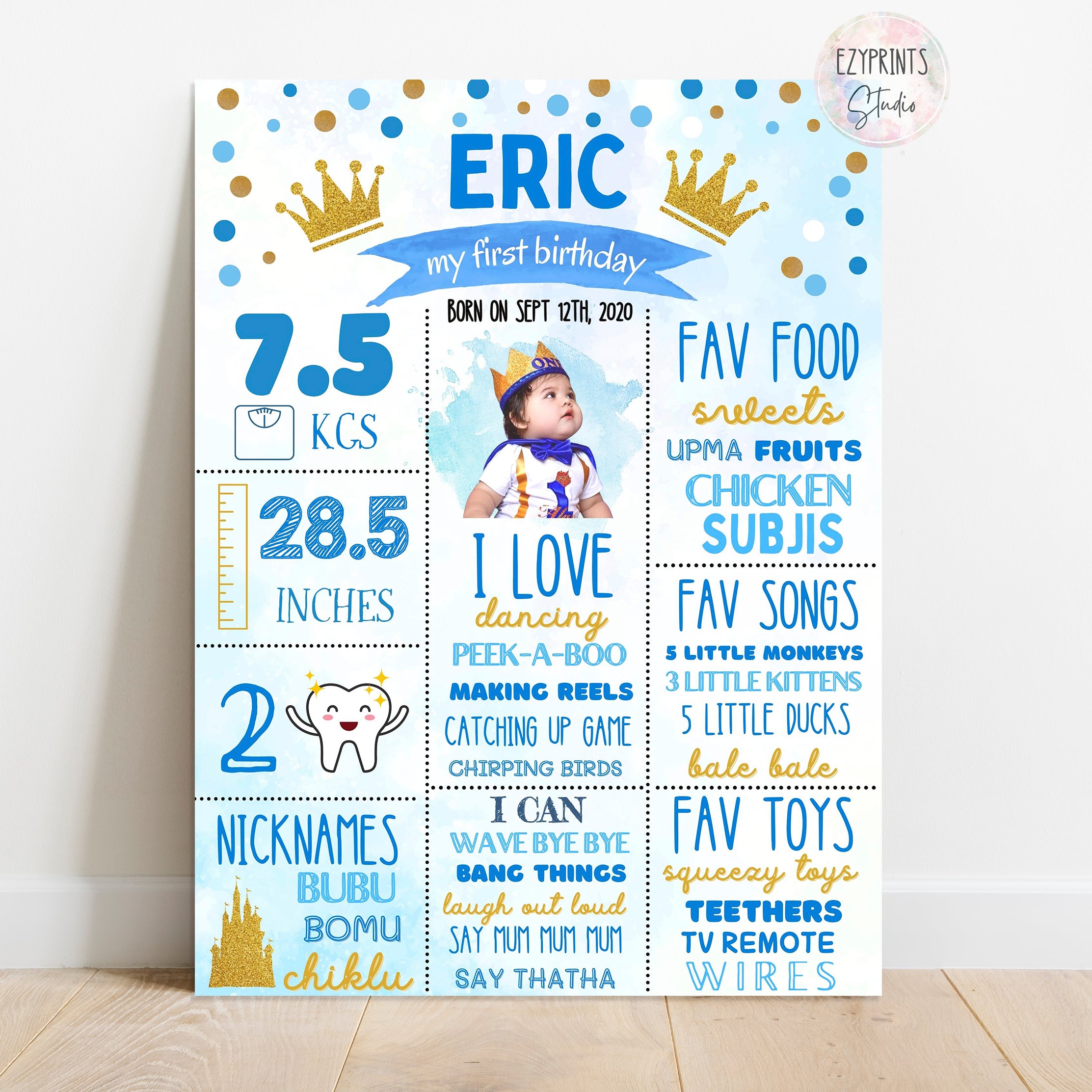 prince crown theme boys chalkboard