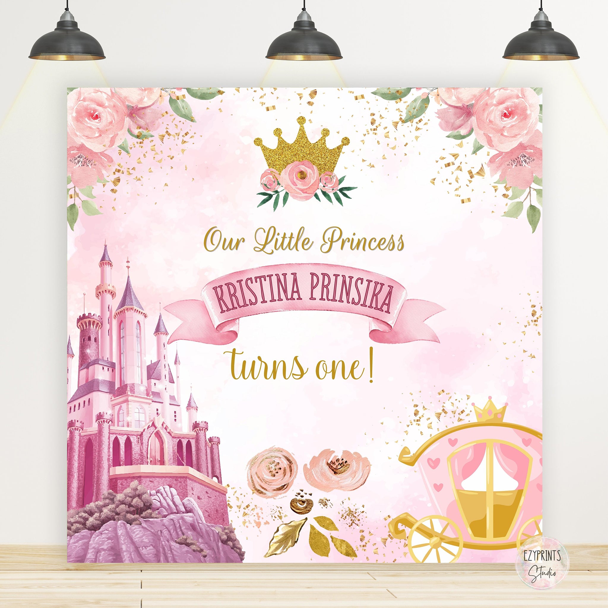 Gold Crown Castle Theme Birthday Backdrop