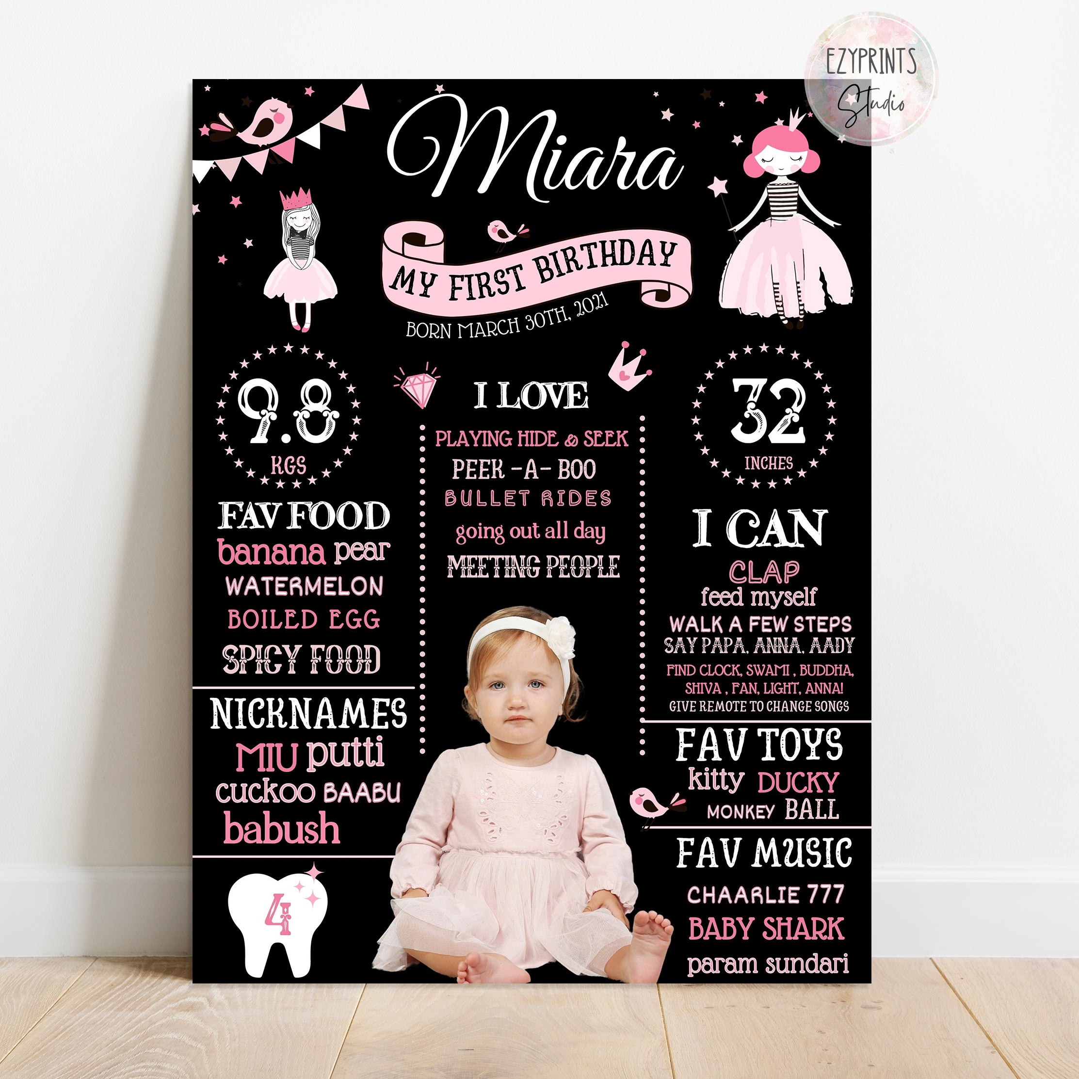 princess castle theme chalkboard poster