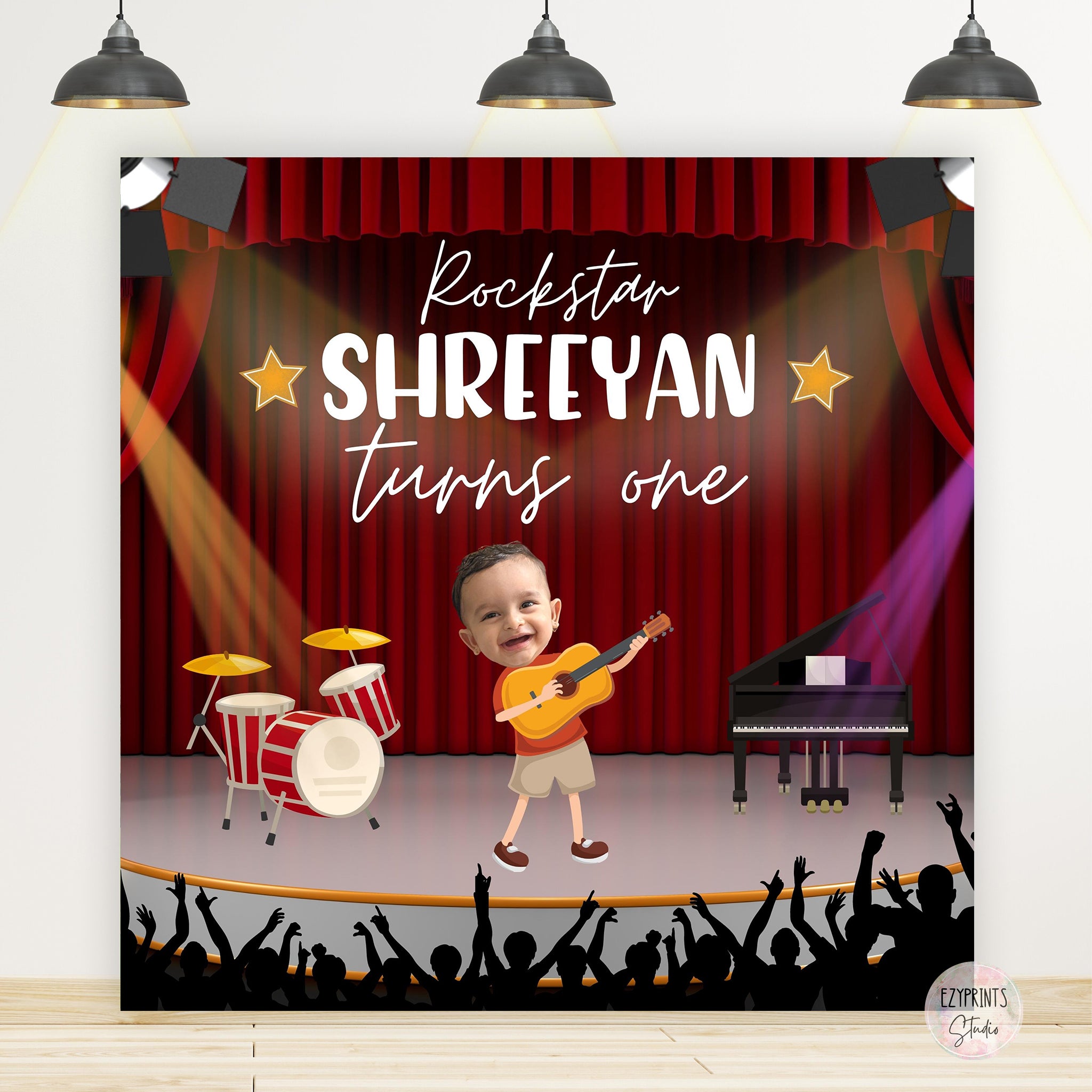 rockstar stage birthday backdrop