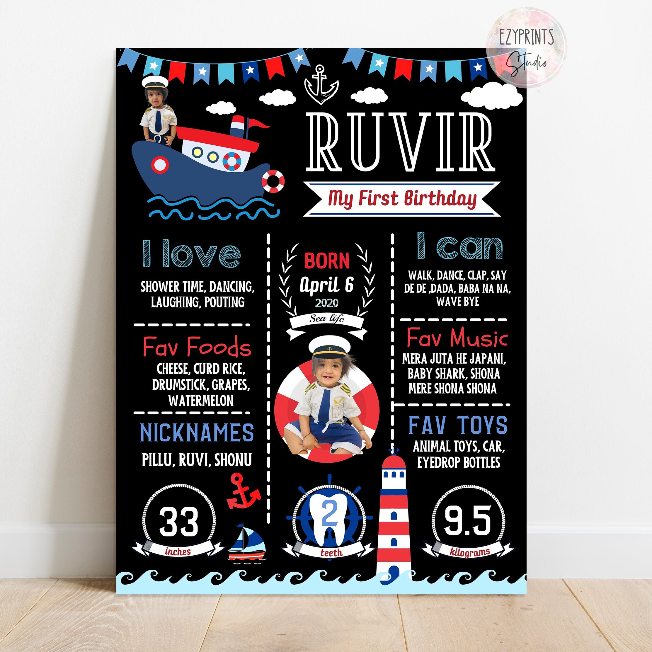 sailor ship captain theme chalkboard poster