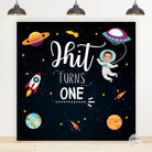Space Theme Black Birthday Backdrop