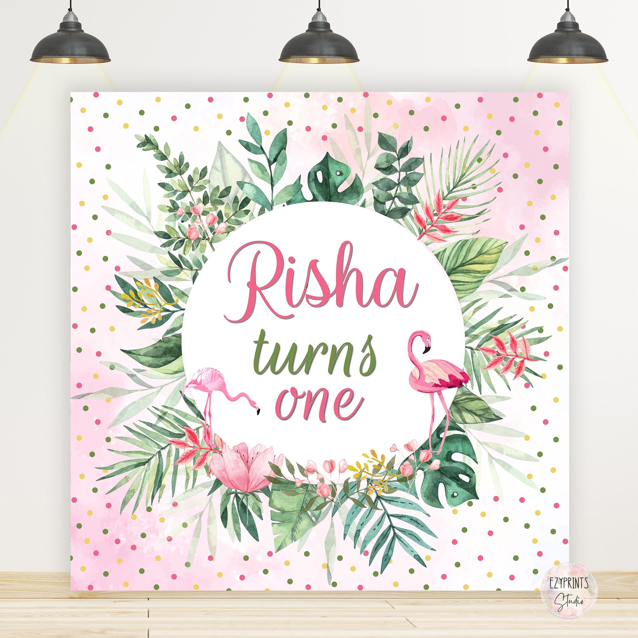tropical flamingo birthday backdrop