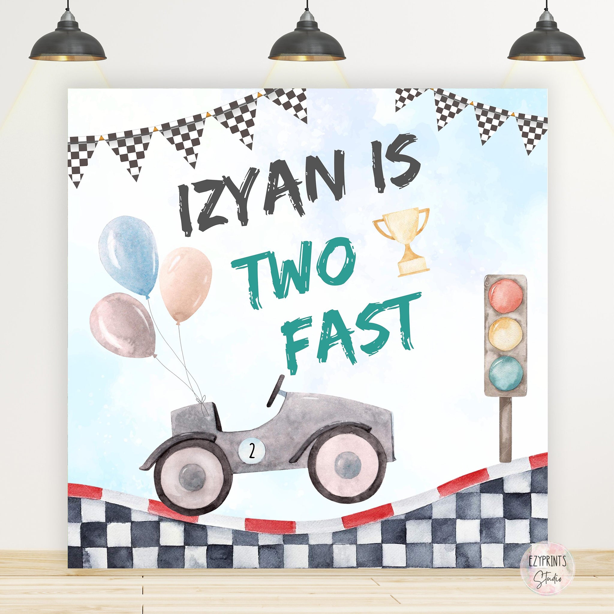 Two Fast Boys Birthday Backdrop