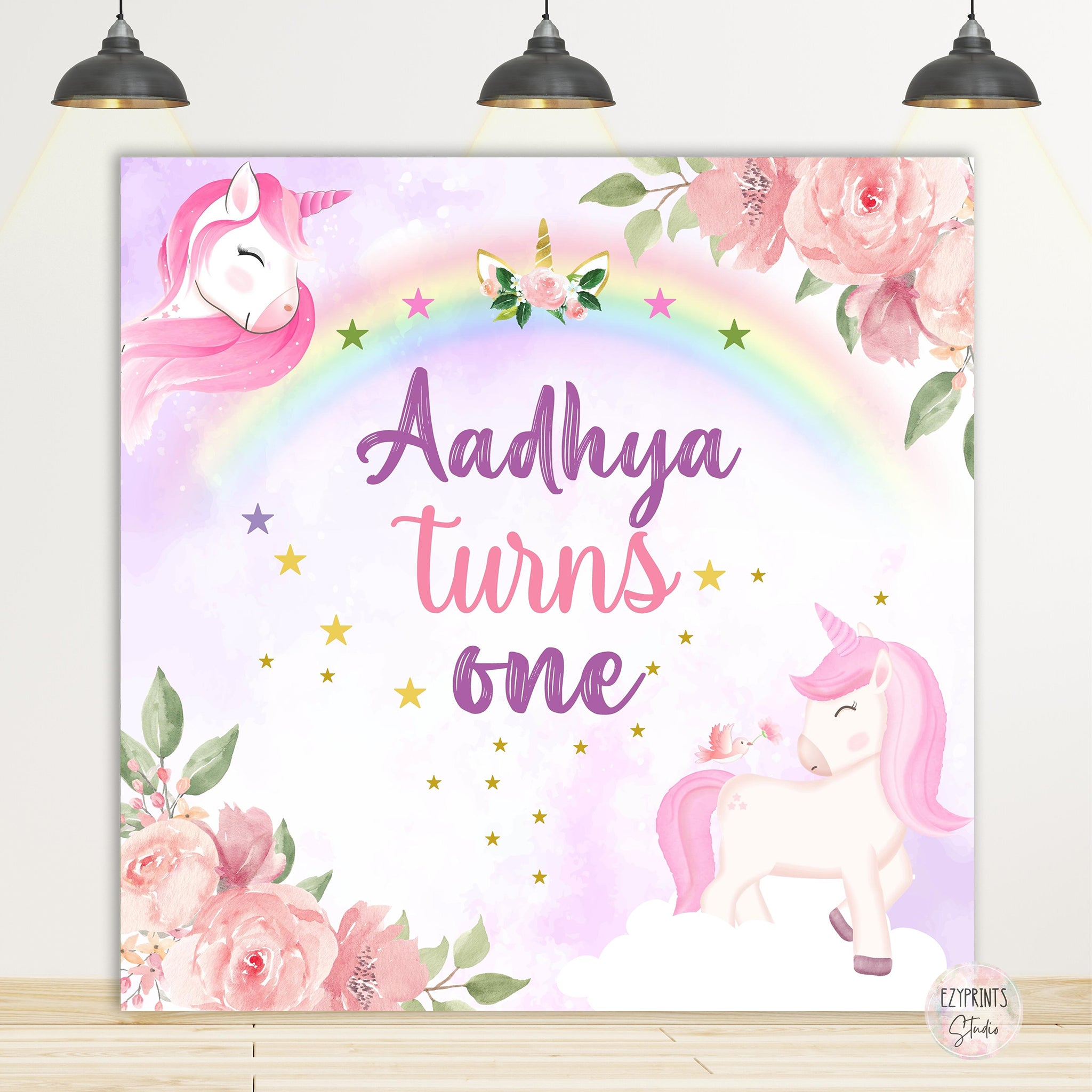 Unicorn Rainbow Theme Birthday Backdrop