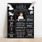 unicorn rainbow first birthday chalkboard