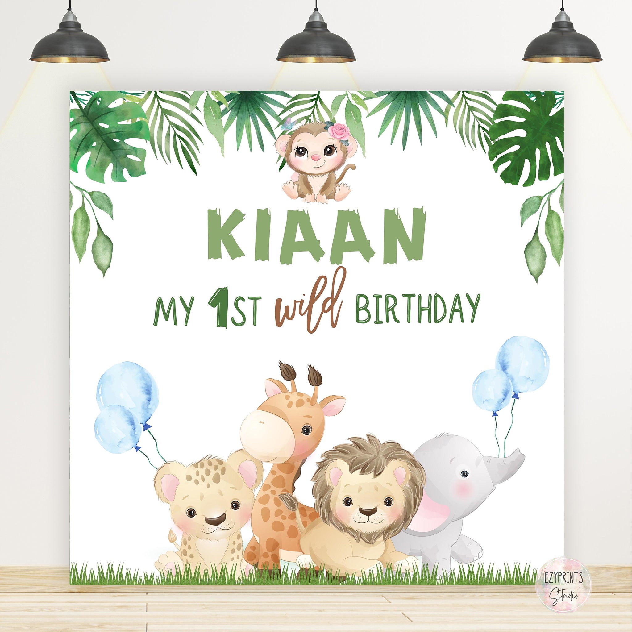 Wild Safari Animals Birthday Backdrop