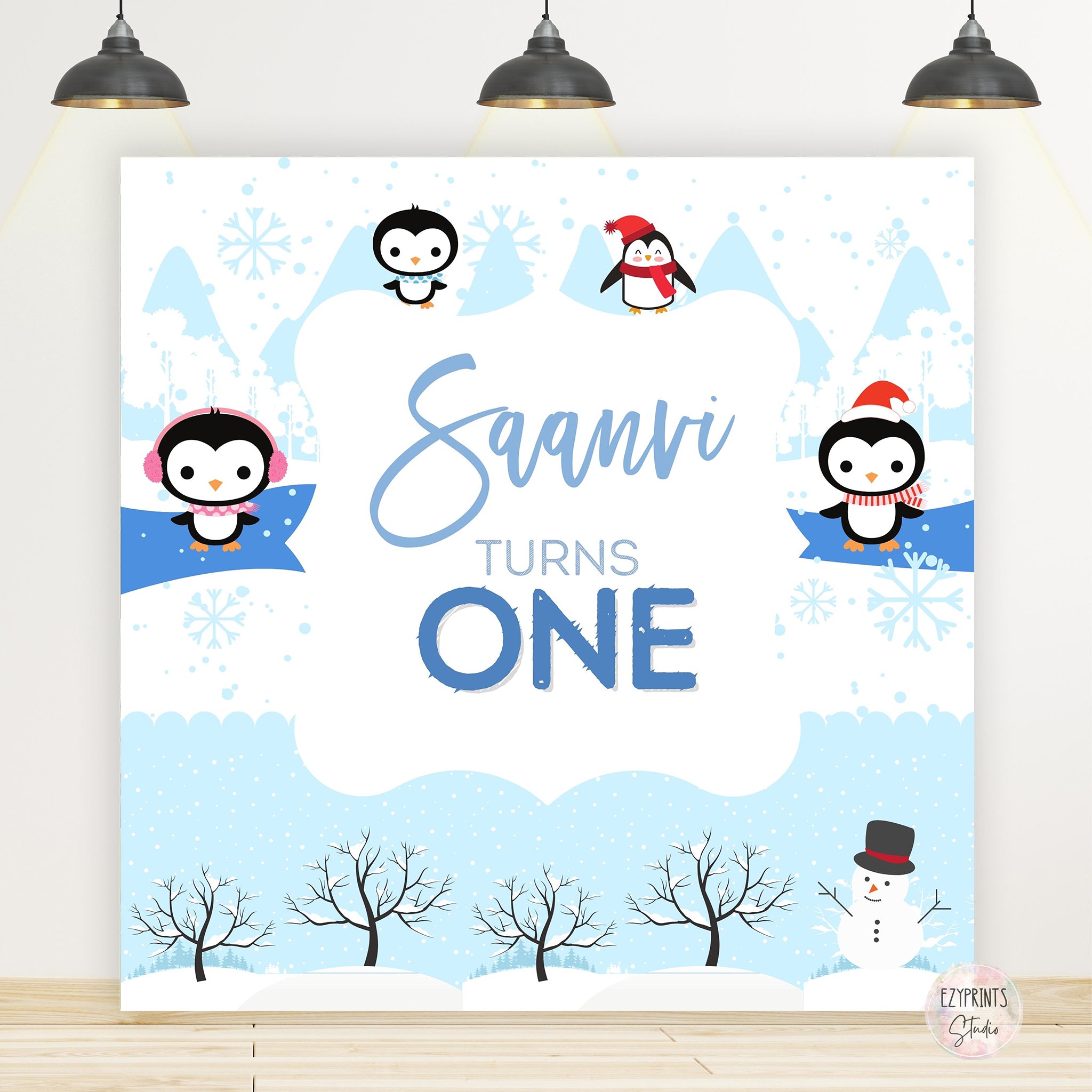 Winter Theme Birthday Backdrop